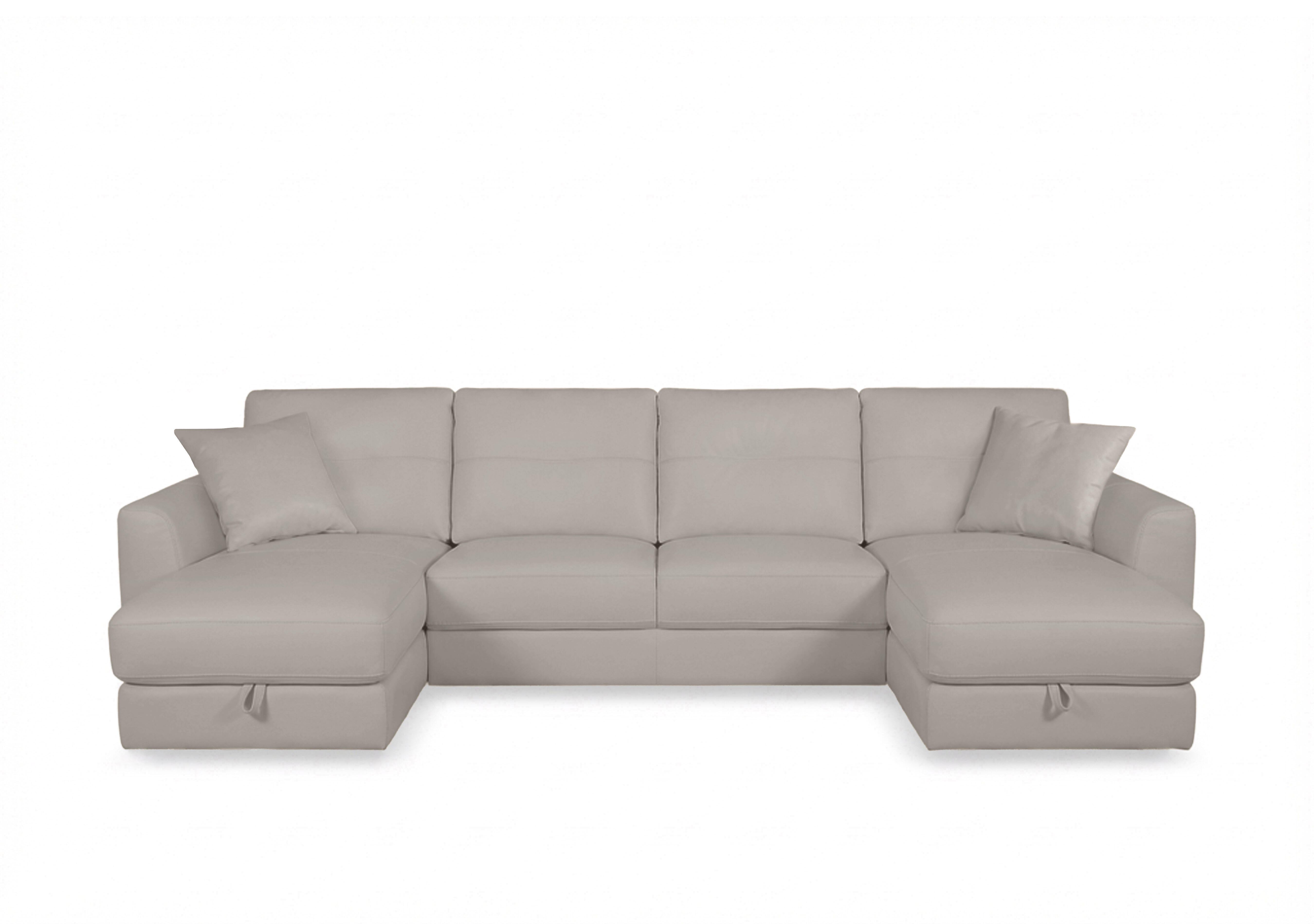 Nest Large Leather U-Shaped Corner Sofa with Double Storage Chaises in Nc-946b Feather Grey on Furniture Village