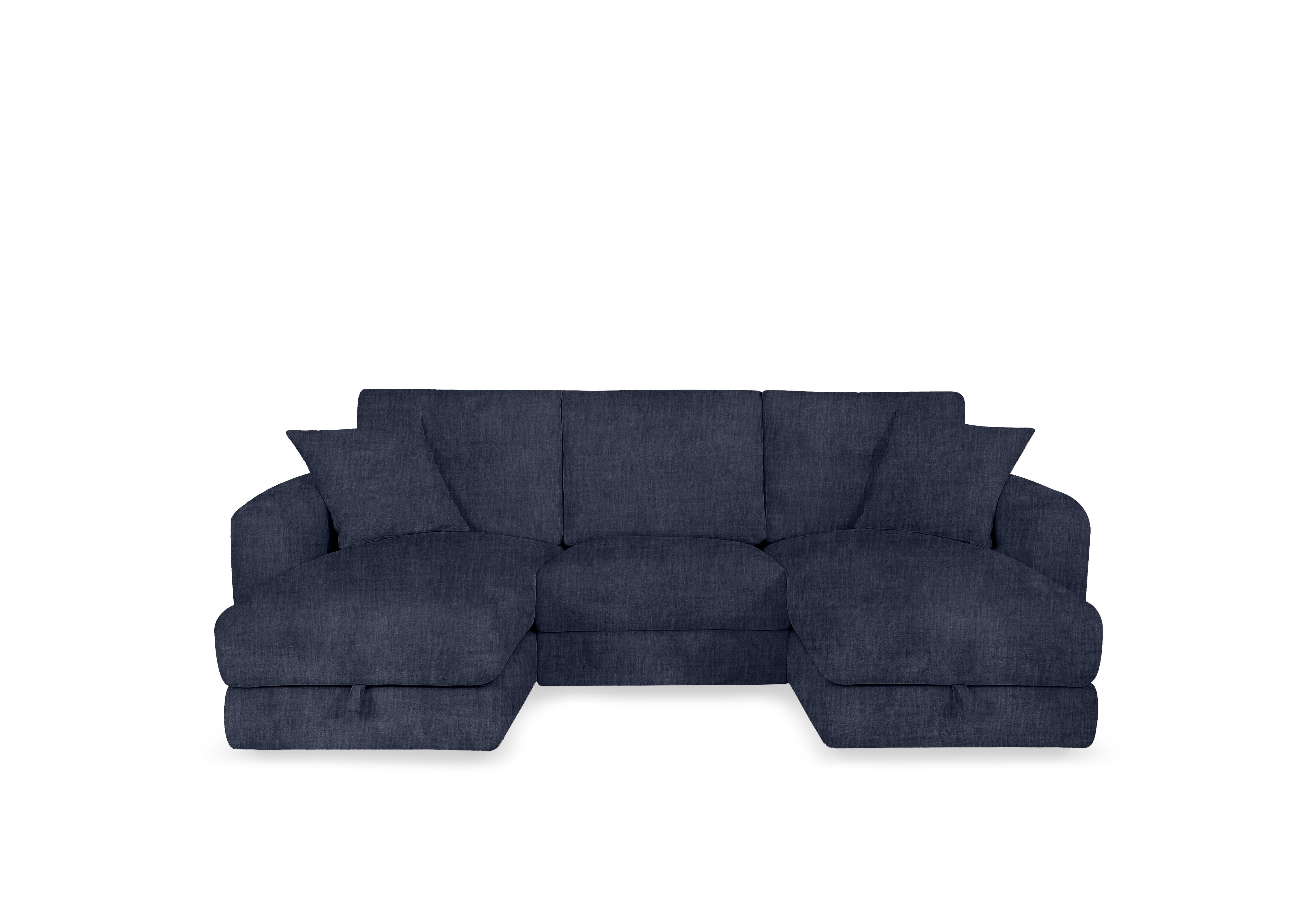 Nest Small Fabric U-Shaped Corner Sofa with Double Storage Chaises in Fab-Crn-R101 Ink on Furniture Village