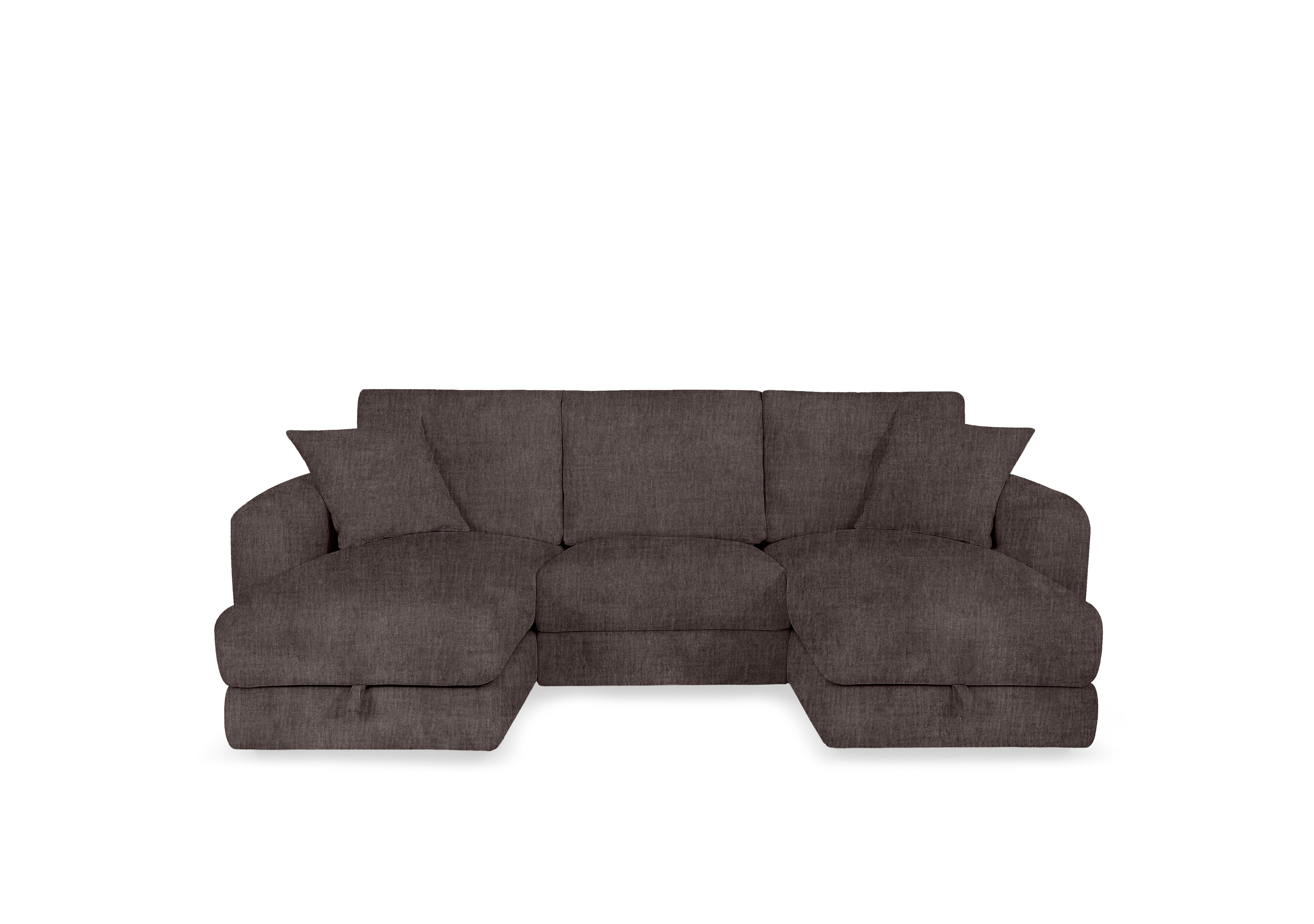 Nest Small Fabric U-Shaped Corner Sofa with Double Storage Chaises in Fab-Crn-R102 Cacao on Furniture Village