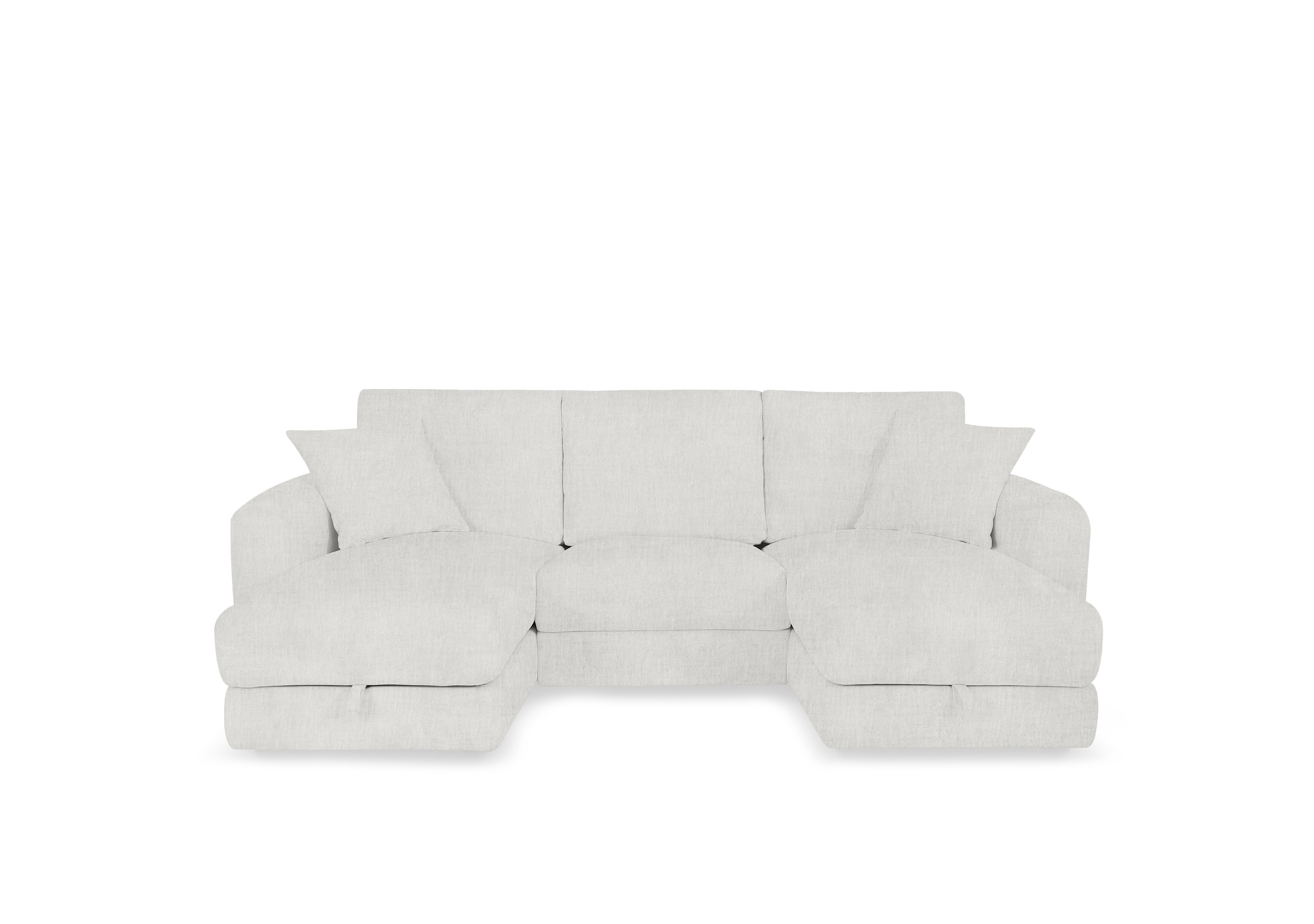 Nest Small Fabric U-Shaped Corner Sofa with Double Storage Chaises in Fab-Crn-R104 Mist on Furniture Village