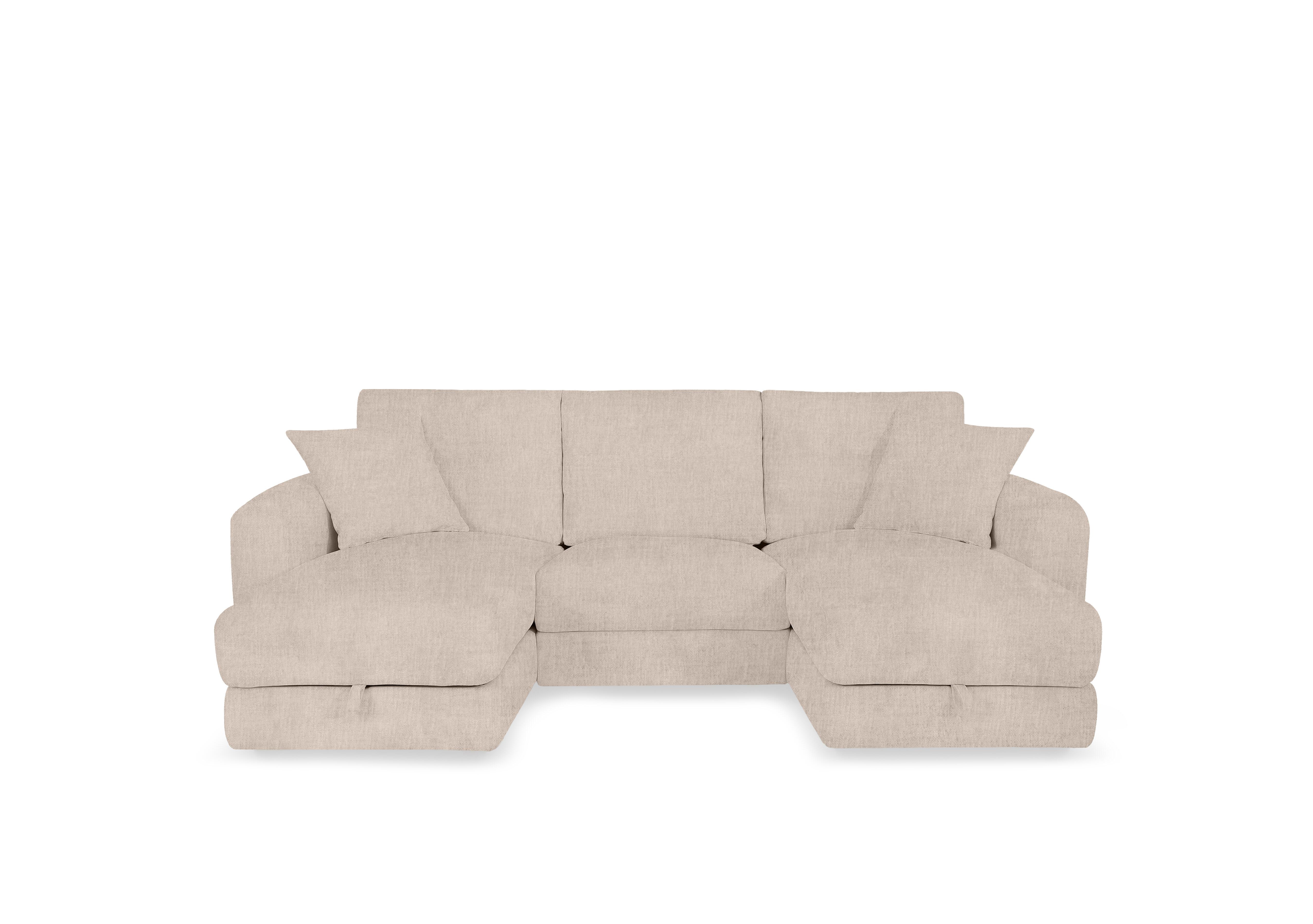 Nest Small Fabric U-Shaped Corner Sofa with Double Storage Chaises in Fab-Crn-R120 Beige on Furniture Village