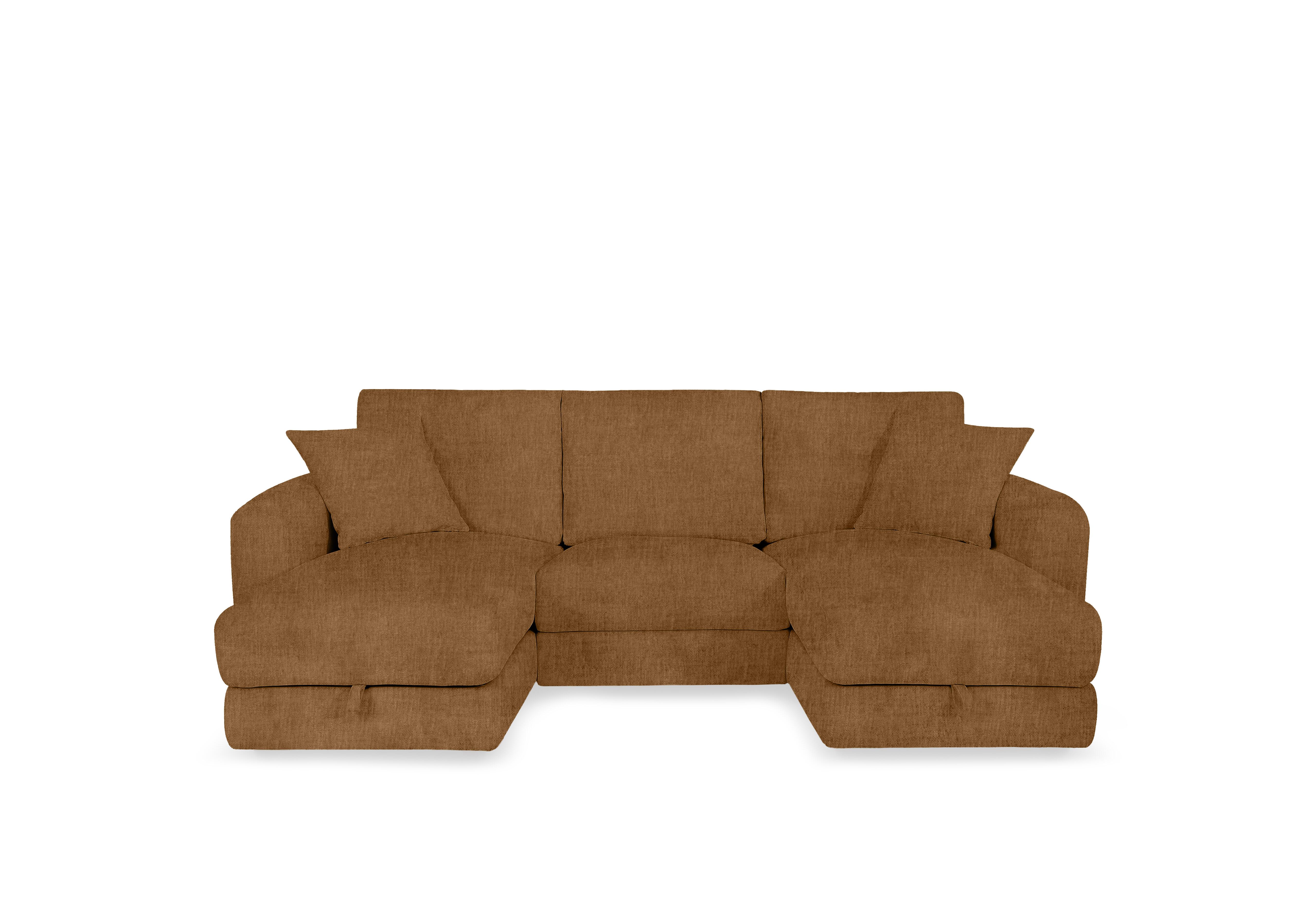 Nest Small Fabric U-Shaped Corner Sofa with Double Storage Chaises in Fab-Crn-R272 Tumeric on Furniture Village