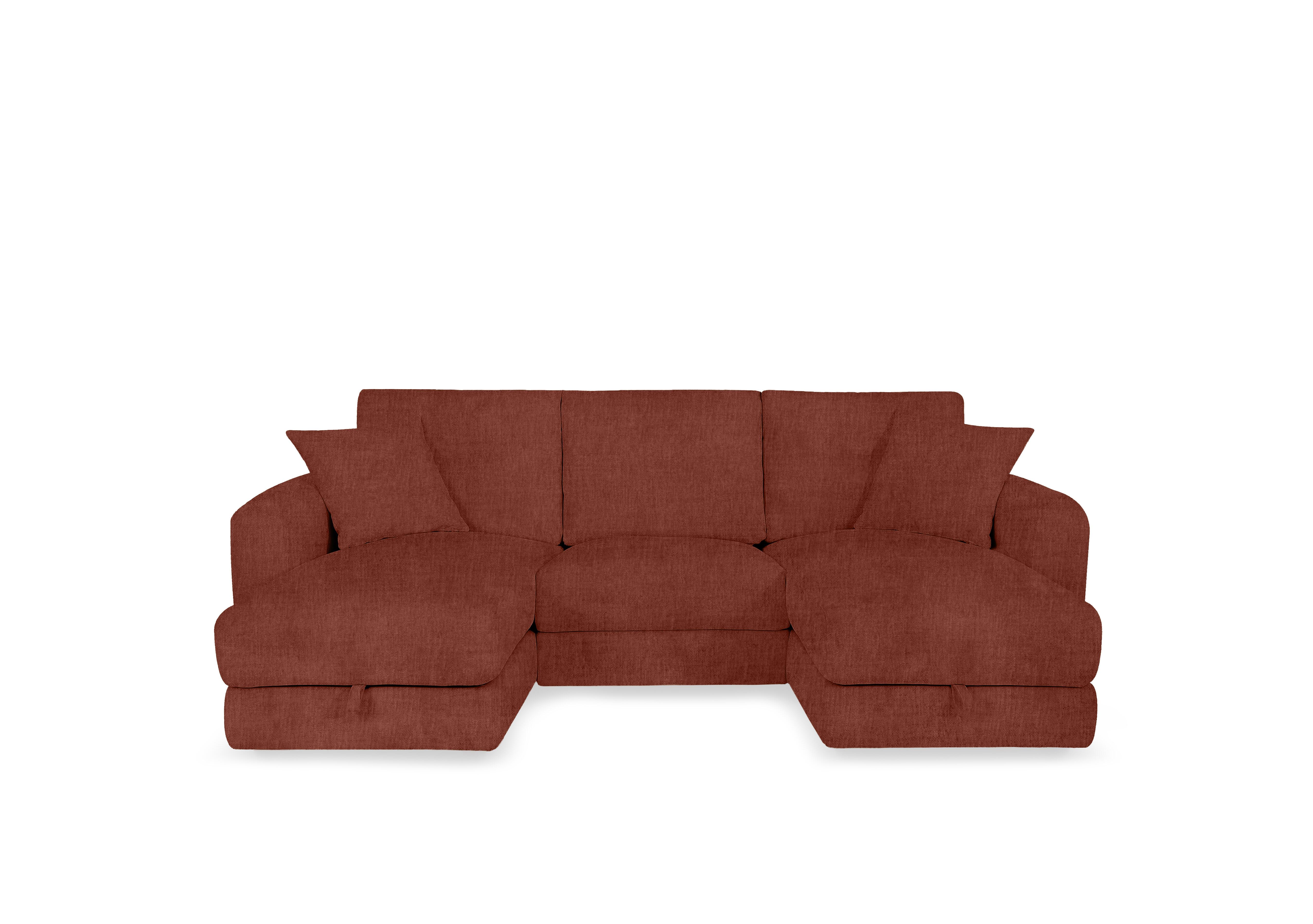 Nest Small Fabric U-Shaped Corner Sofa with Double Storage Chaises in Fab-Crn-R500 Caramel on Furniture Village