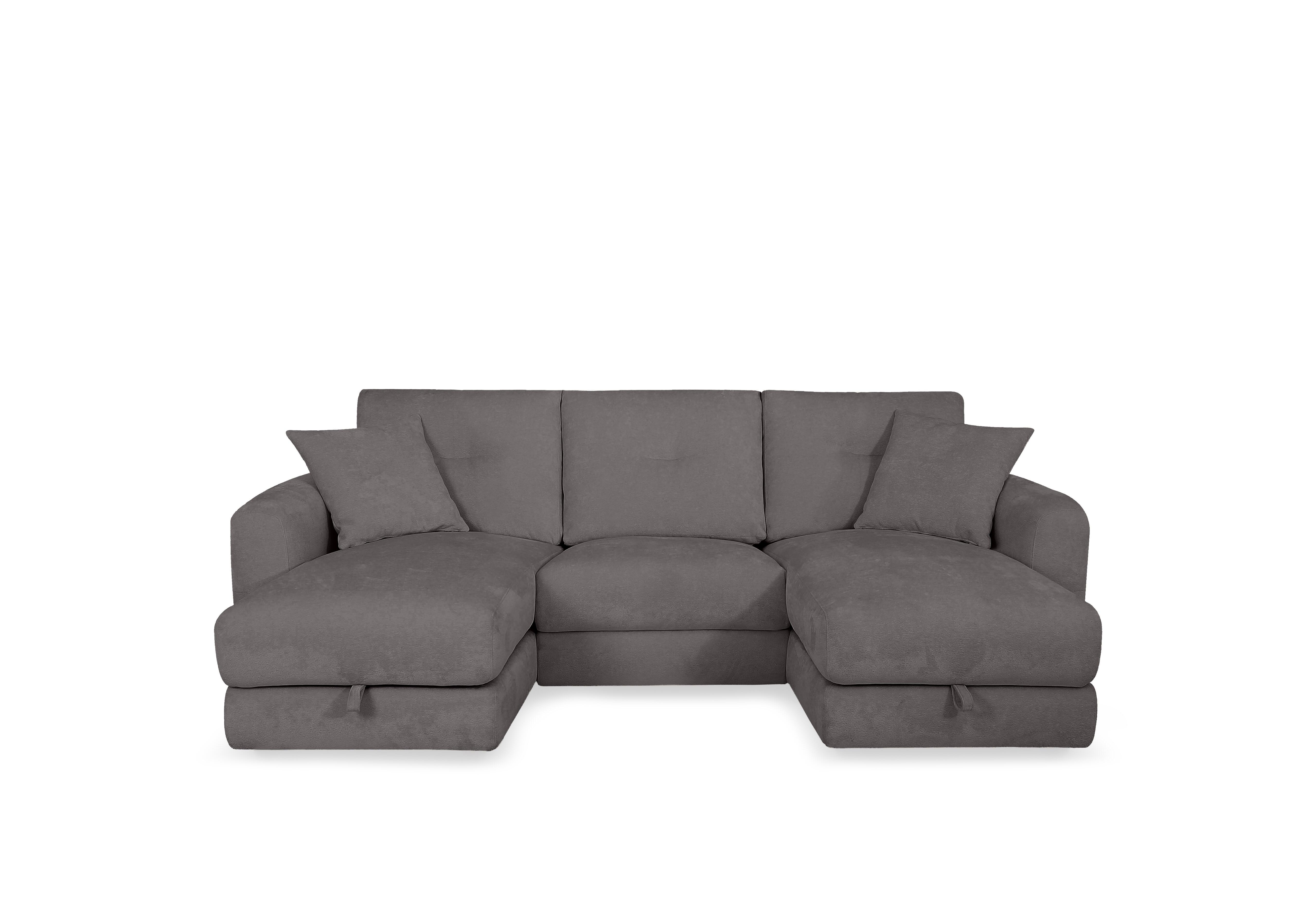 Nest Small Fabric U-Shaped Corner Sofa with Double Storage Chaises in Fab-Dab-R02 Steel Grey on Furniture Village