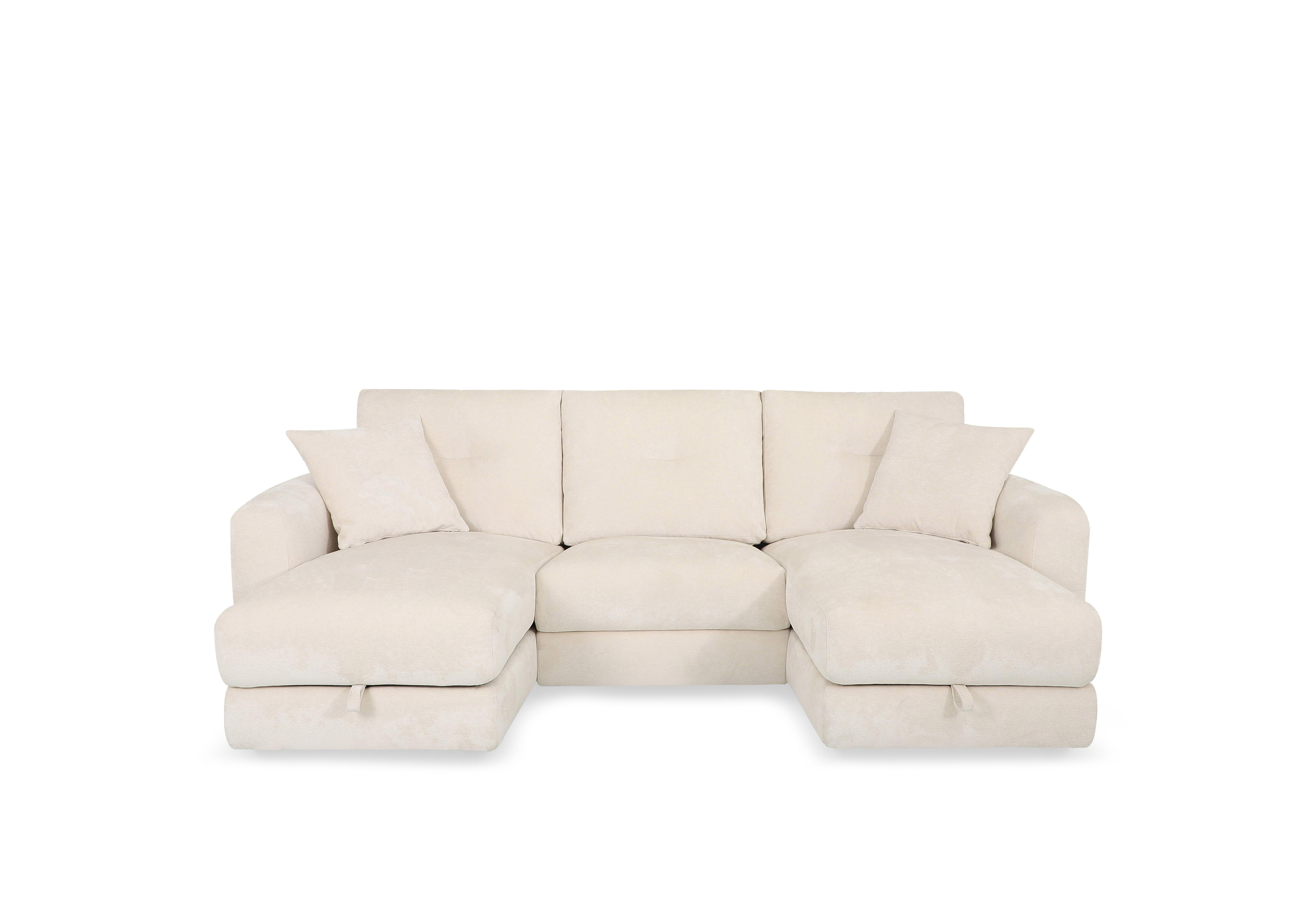 Nest Small Fabric U-Shaped Corner Sofa with Double Storage Chaises in Fab-Dab-R05 Cream on Furniture Village