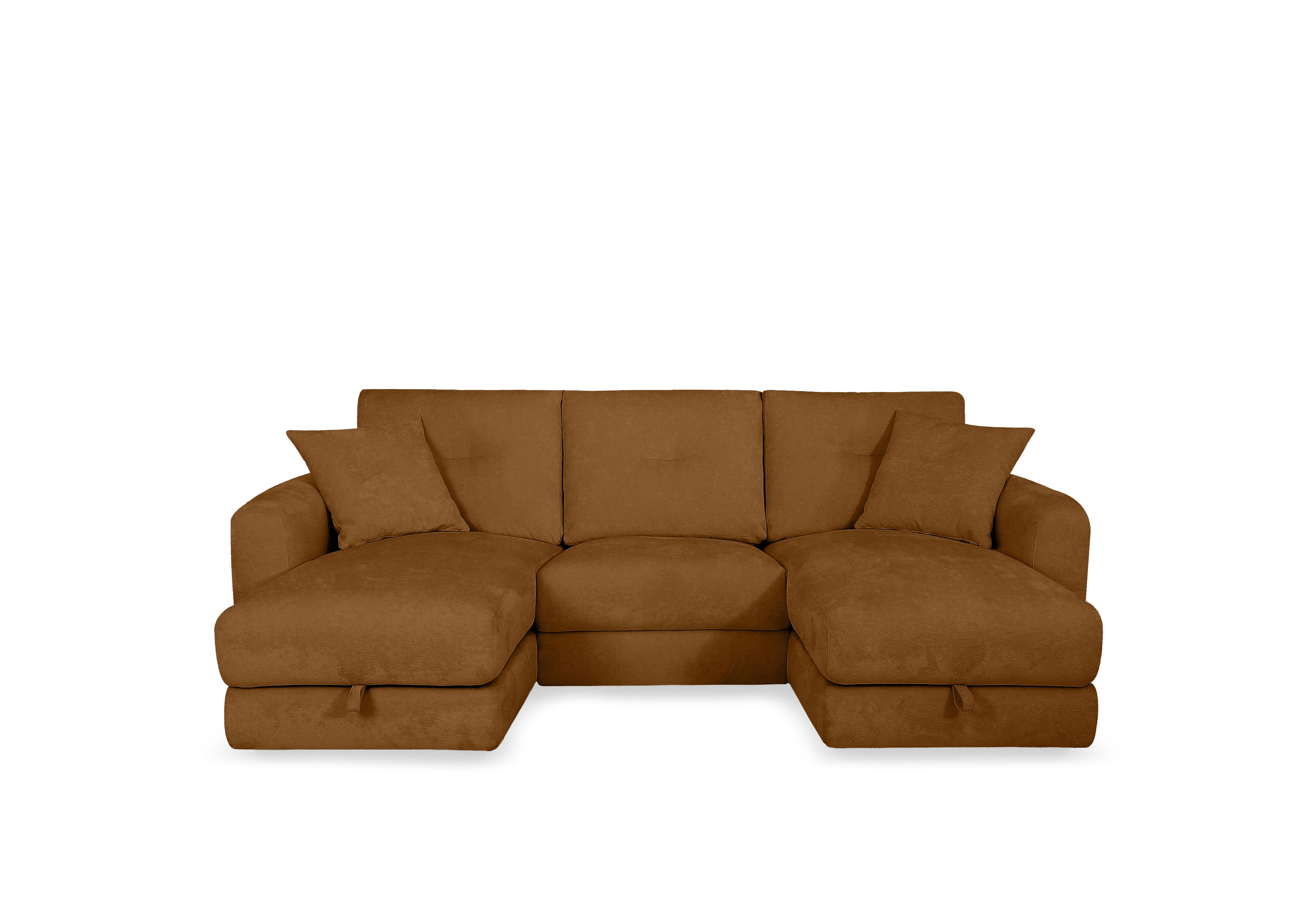 Nest Small Fabric U-Shaped Corner Sofa with Double Storage Chaises in Fab-Dab-R11 Fennelseed on Furniture Village