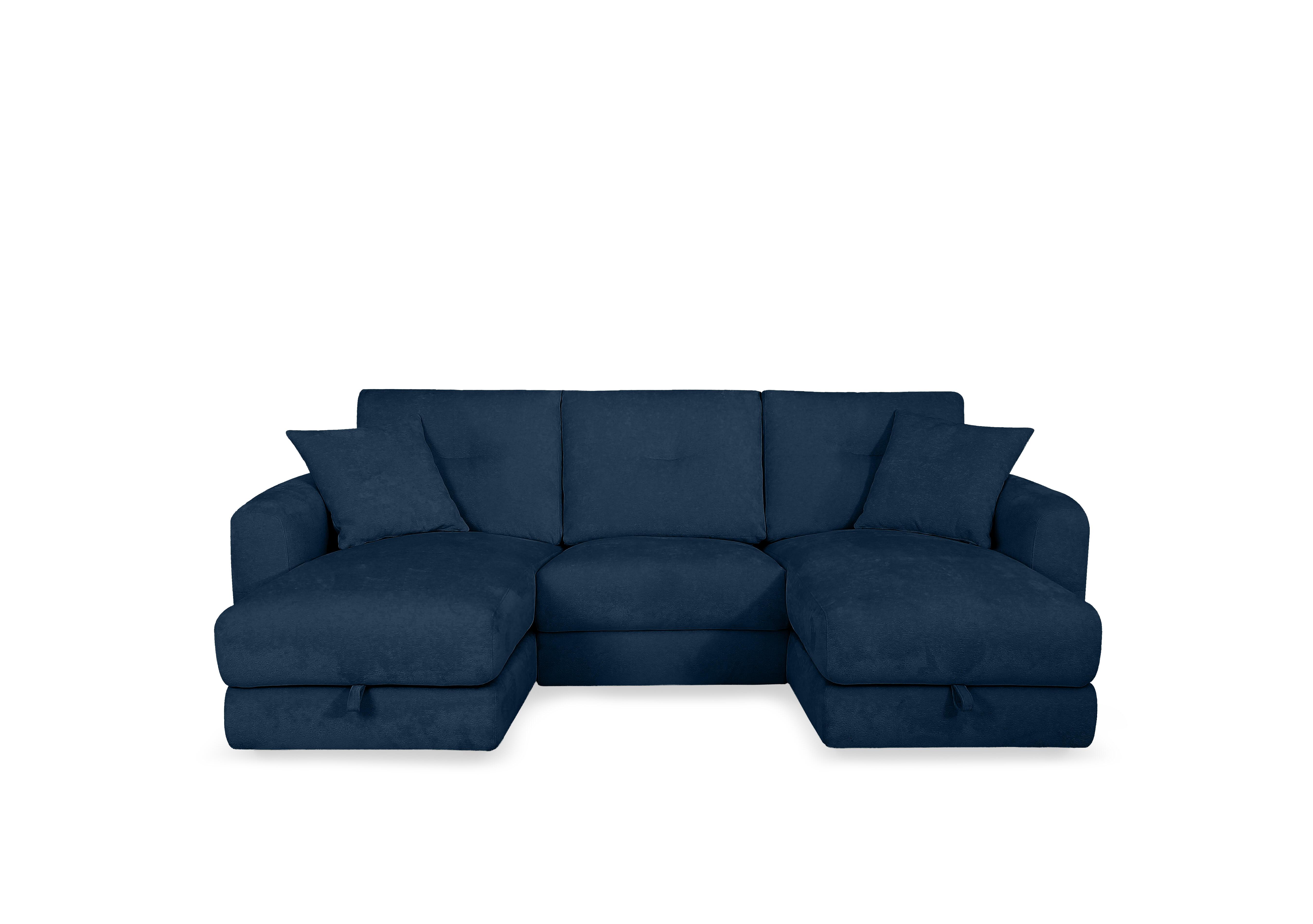 Nest Small Fabric U-Shaped Corner Sofa with Double Storage Chaises in Fab-Dab-R23 Steel Blue on Furniture Village