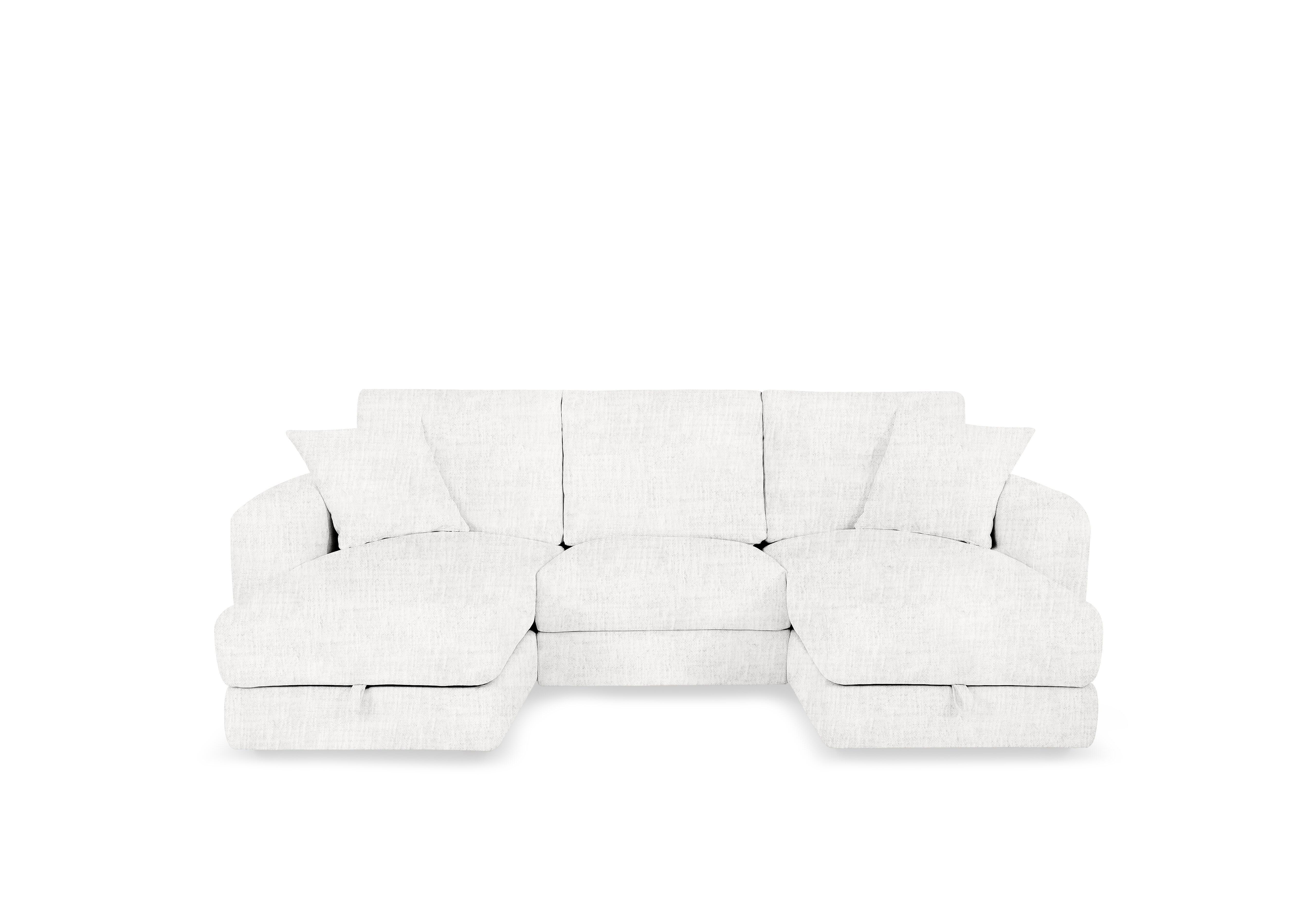 Nest Small Fabric U-Shaped Corner Sofa with Double Storage Chaises in Fab-Mga-R03 Frost on Furniture Village
