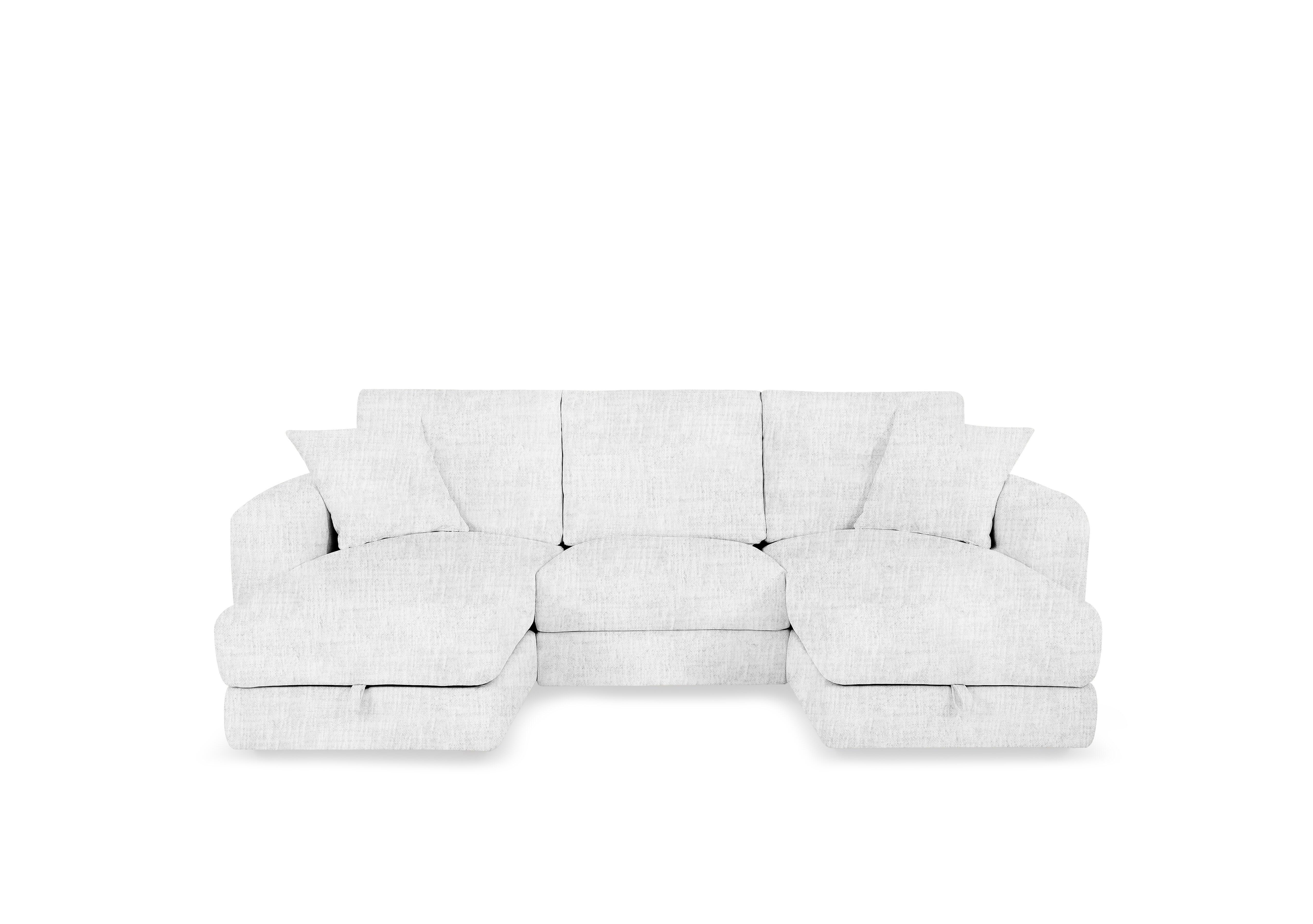 Nest Small Fabric U-Shaped Corner Sofa with Double Storage Chaises in Fab-Mga-R06 Silver Green on Furniture Village