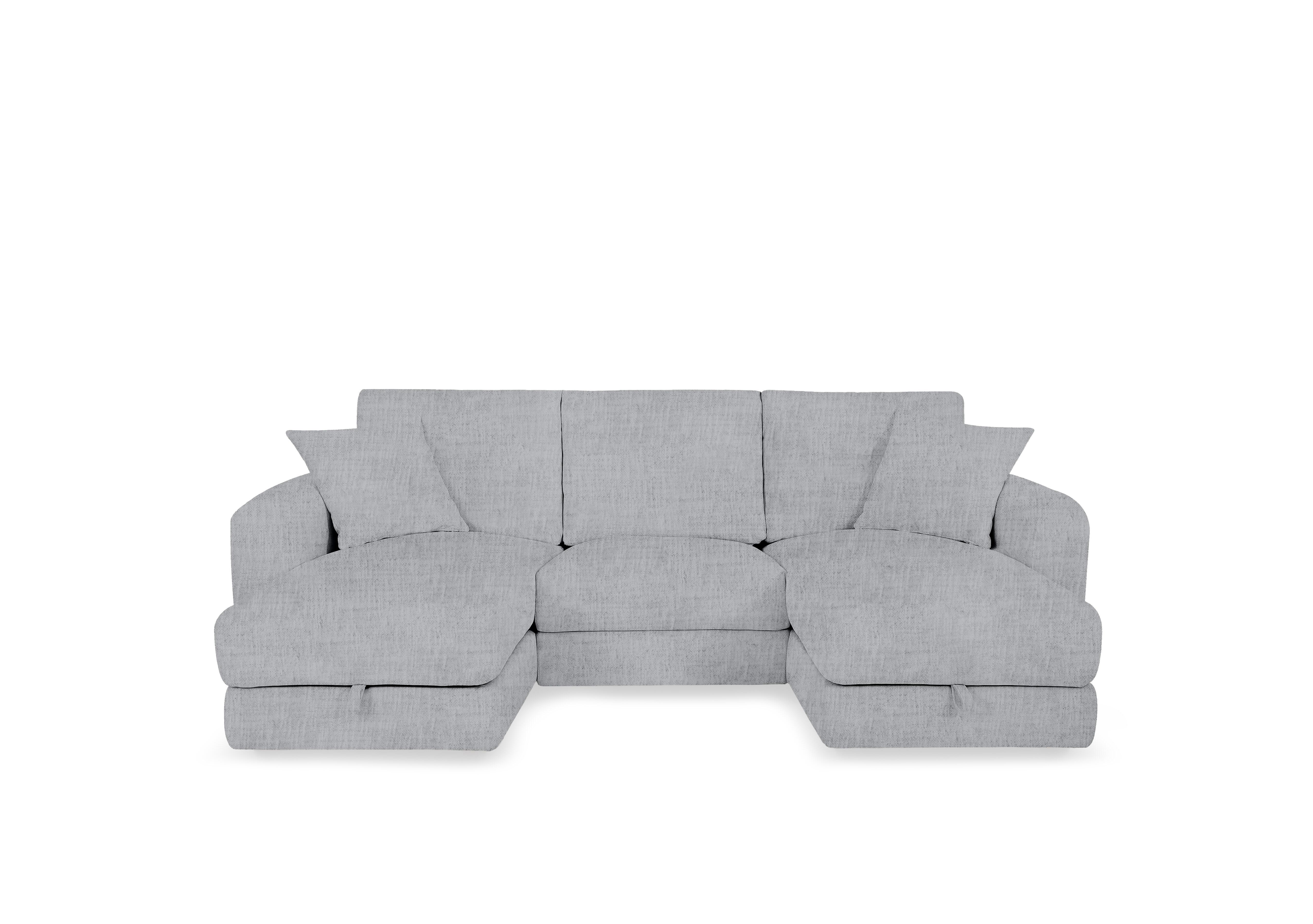 Nest Small Fabric U-Shaped Corner Sofa with Double Storage Chaises in Fab-Mga-R09 Dove Grey on Furniture Village