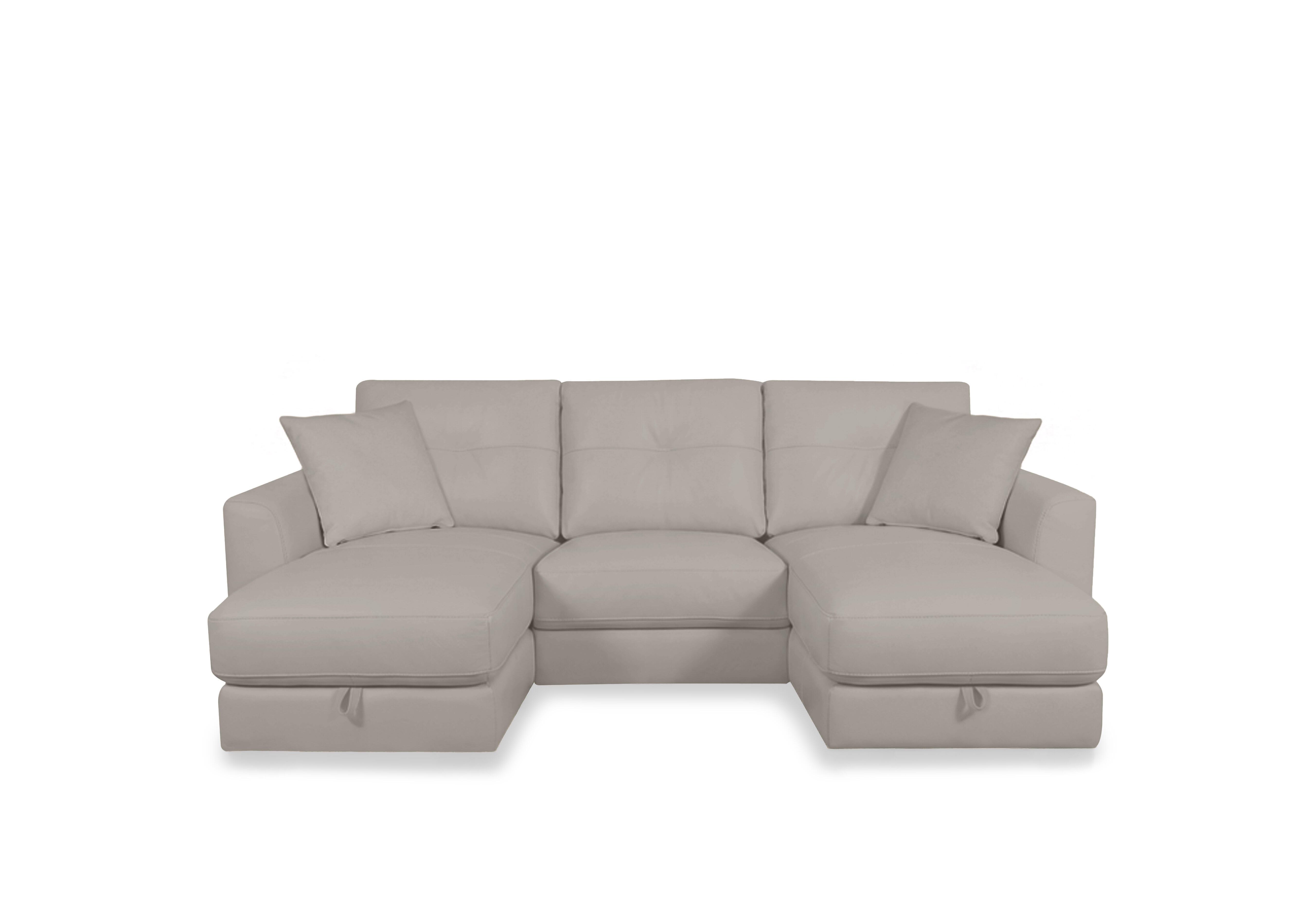 Nest Small Leather U-Shaped Corner Sofa with Double Storage Chaises in Nc-946b Feather Grey on Furniture Village