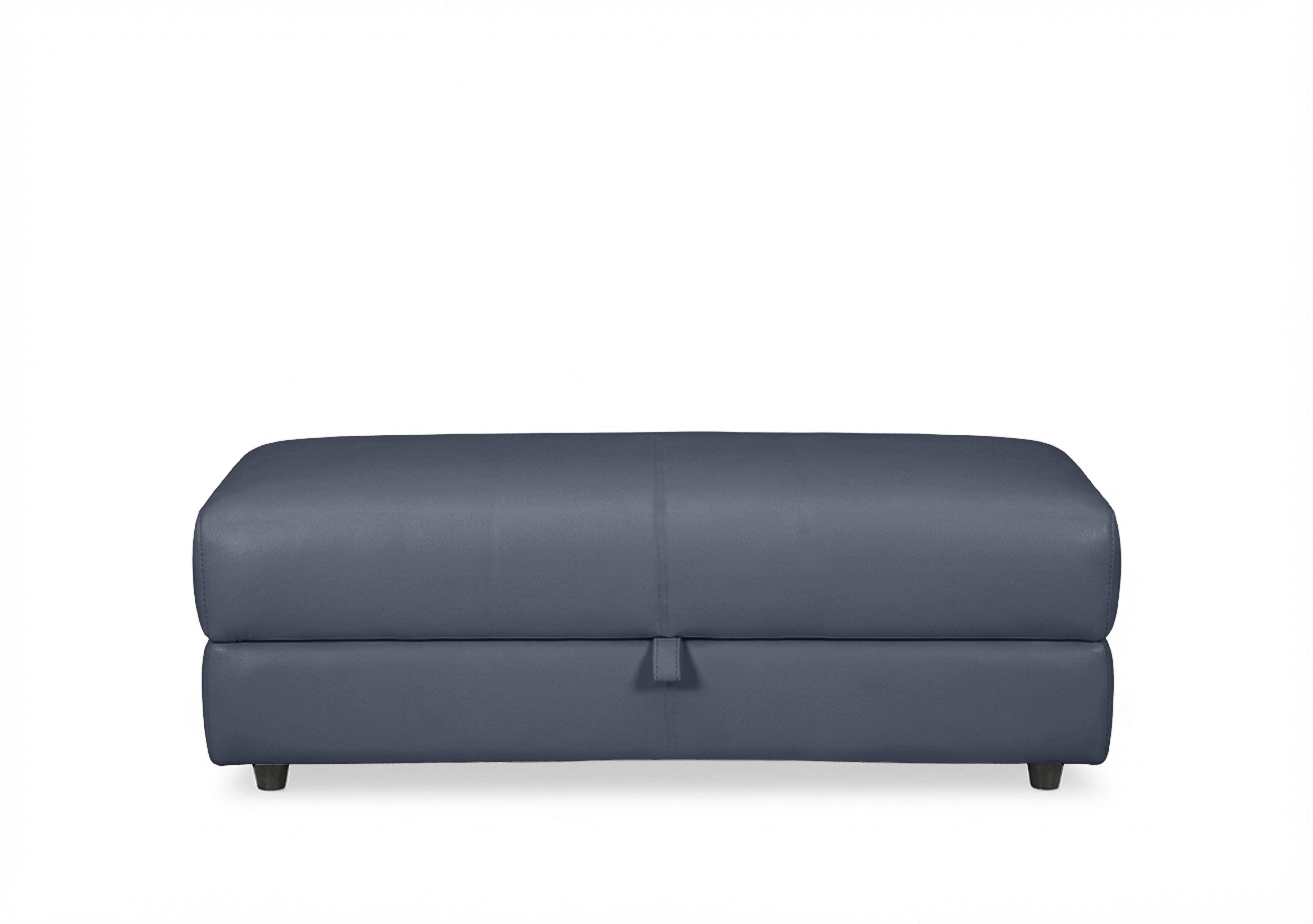 Nest Large Leather Storage Footstool in Nc-313e Ocean Blue on Furniture Village