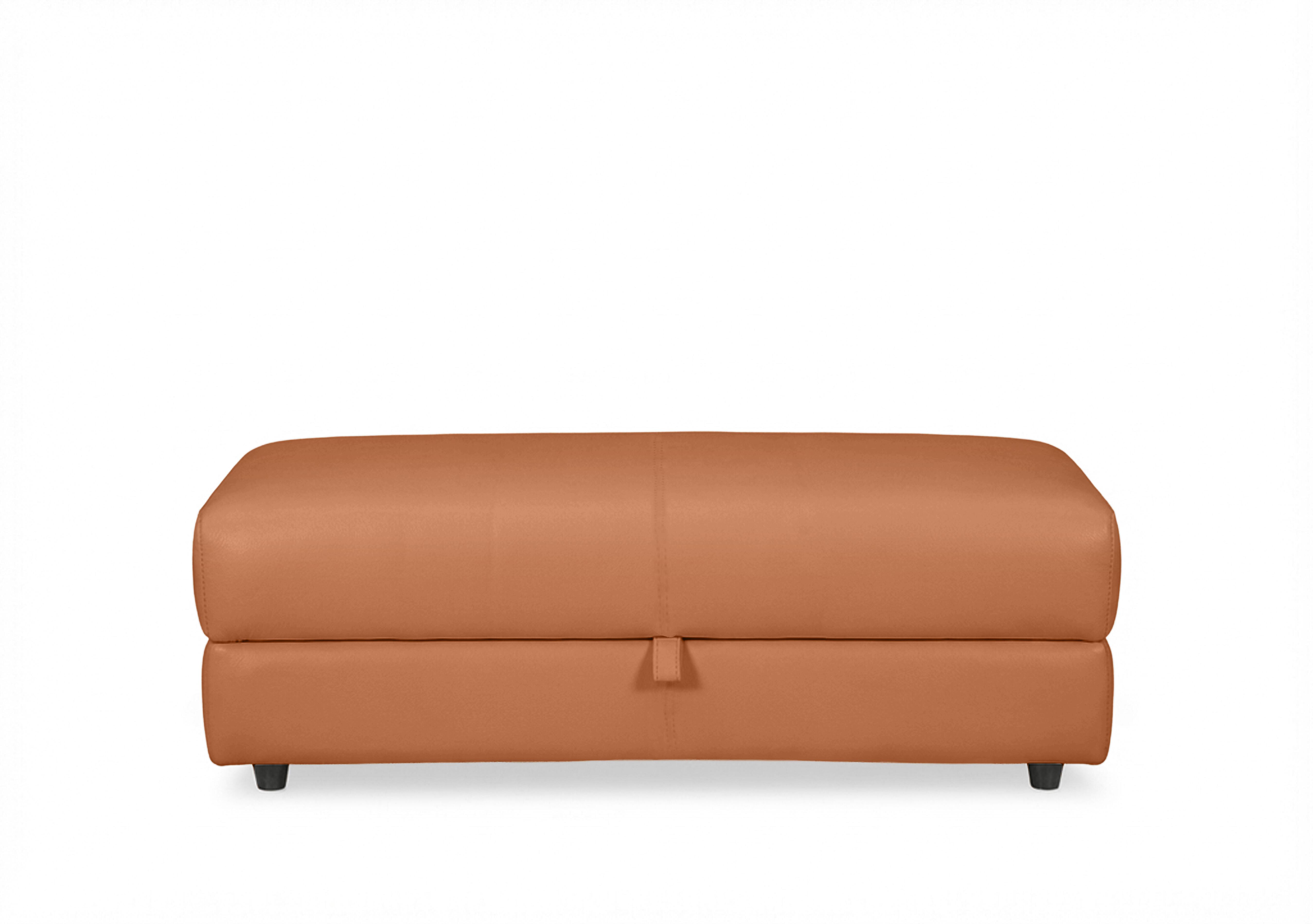 Nest Large Leather Storage Footstool in Nc-334e Pecan Brown on Furniture Village