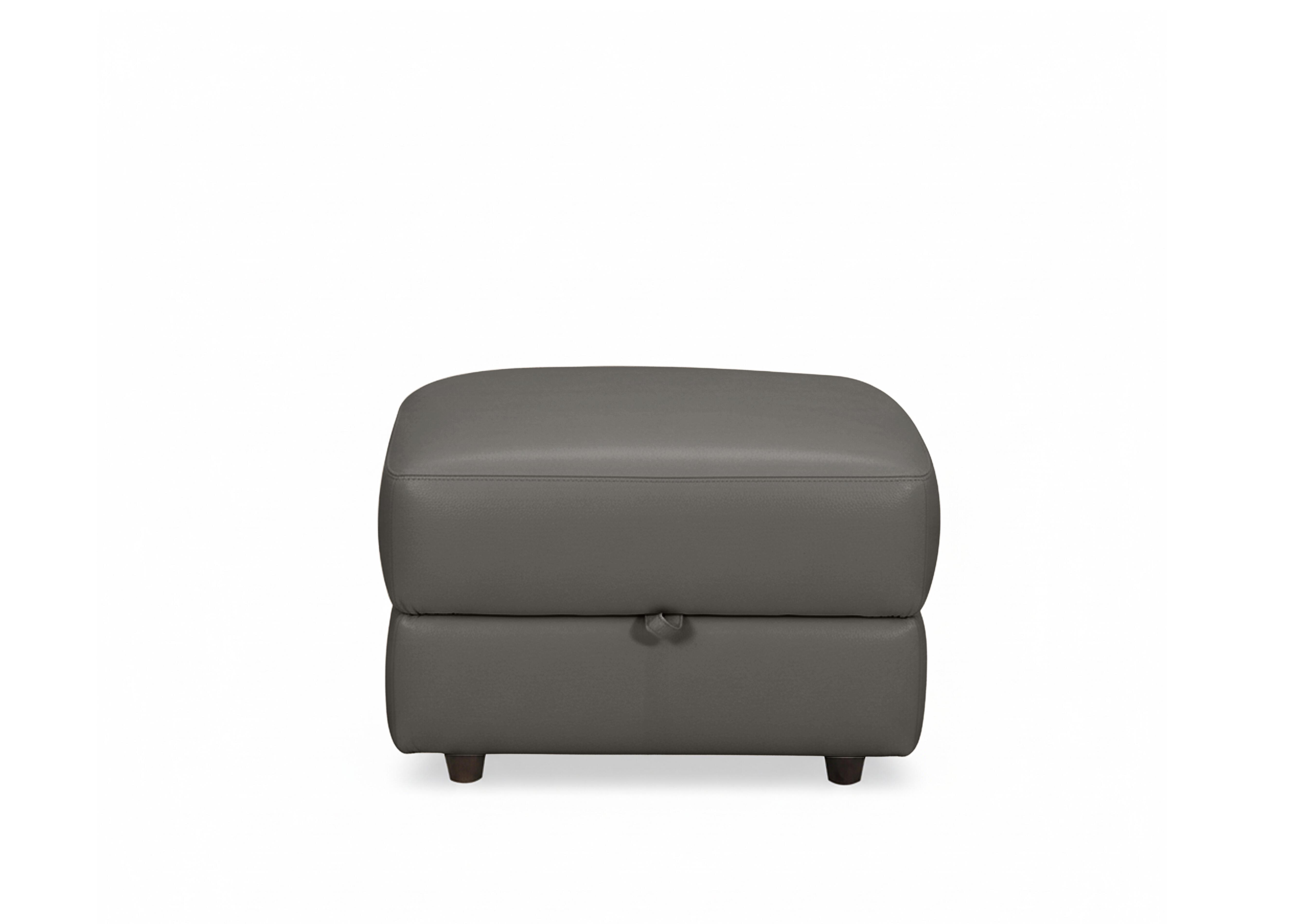 Nest Small Leather Storage Footstool in Nc-088e Charcoal Grey on Furniture Village