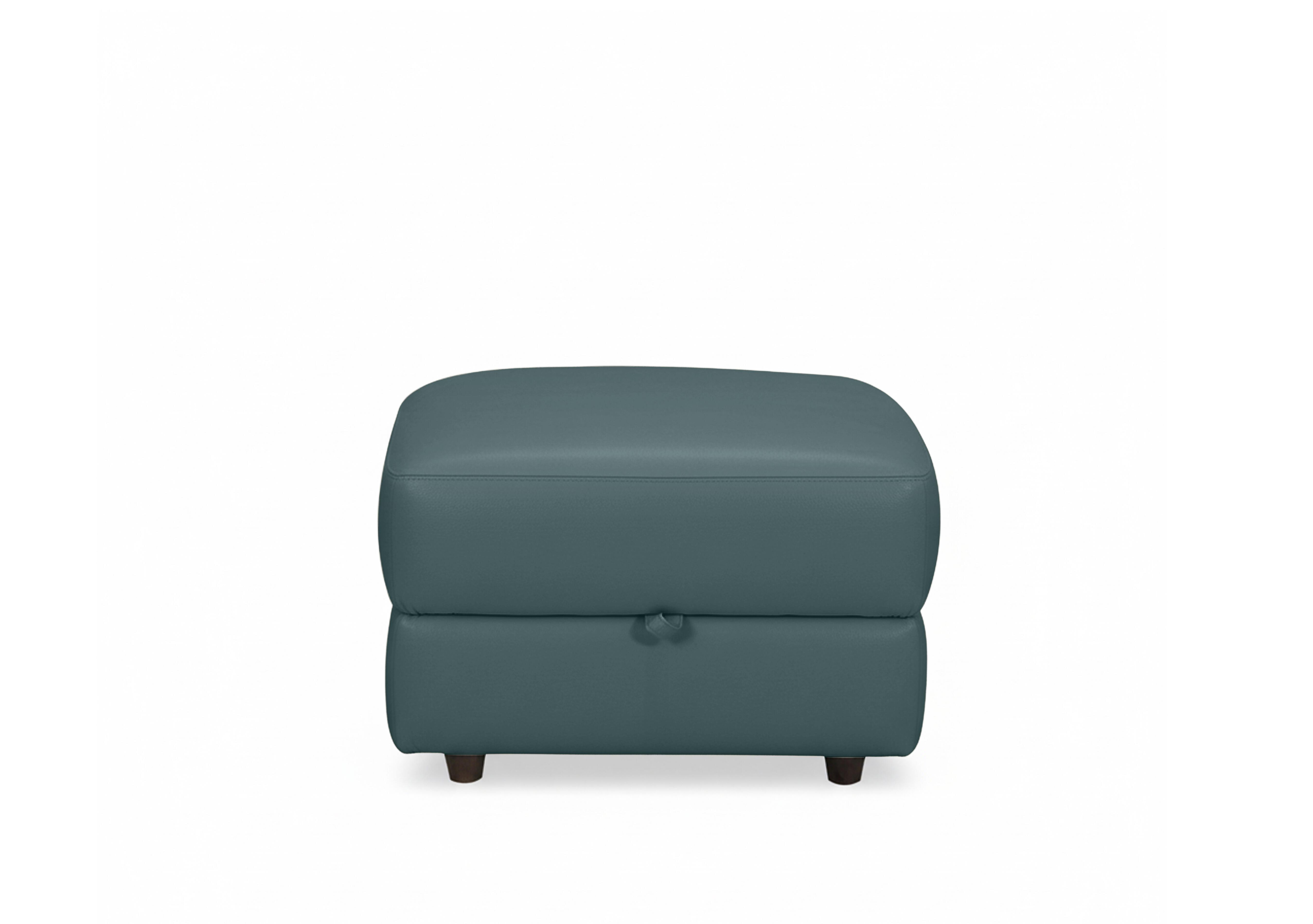 Nest Small Leather Storage Footstool in Nc-301e Lake Green on Furniture Village