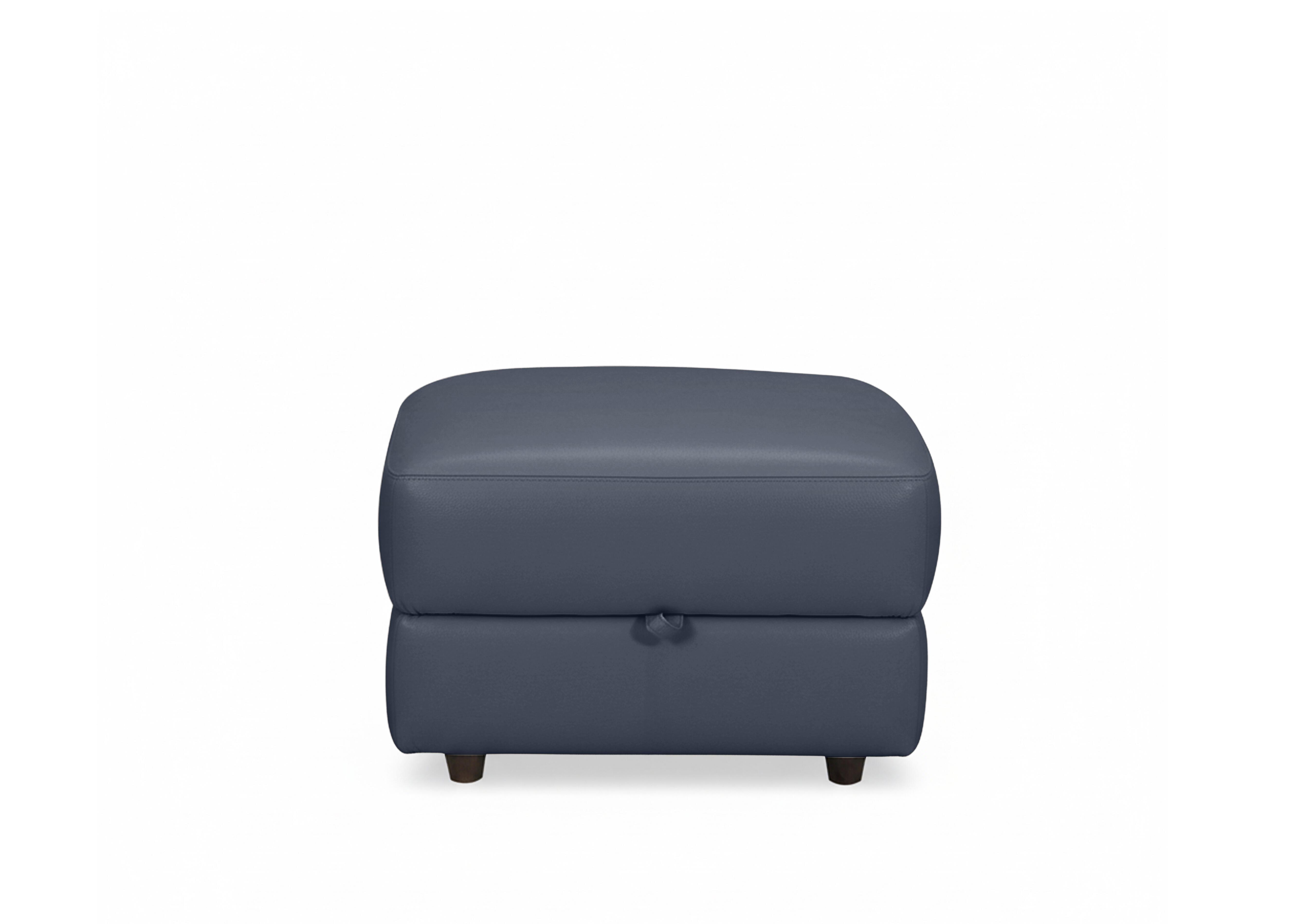 Nest Small Leather Storage Footstool in Nc-313e Ocean Blue on Furniture Village