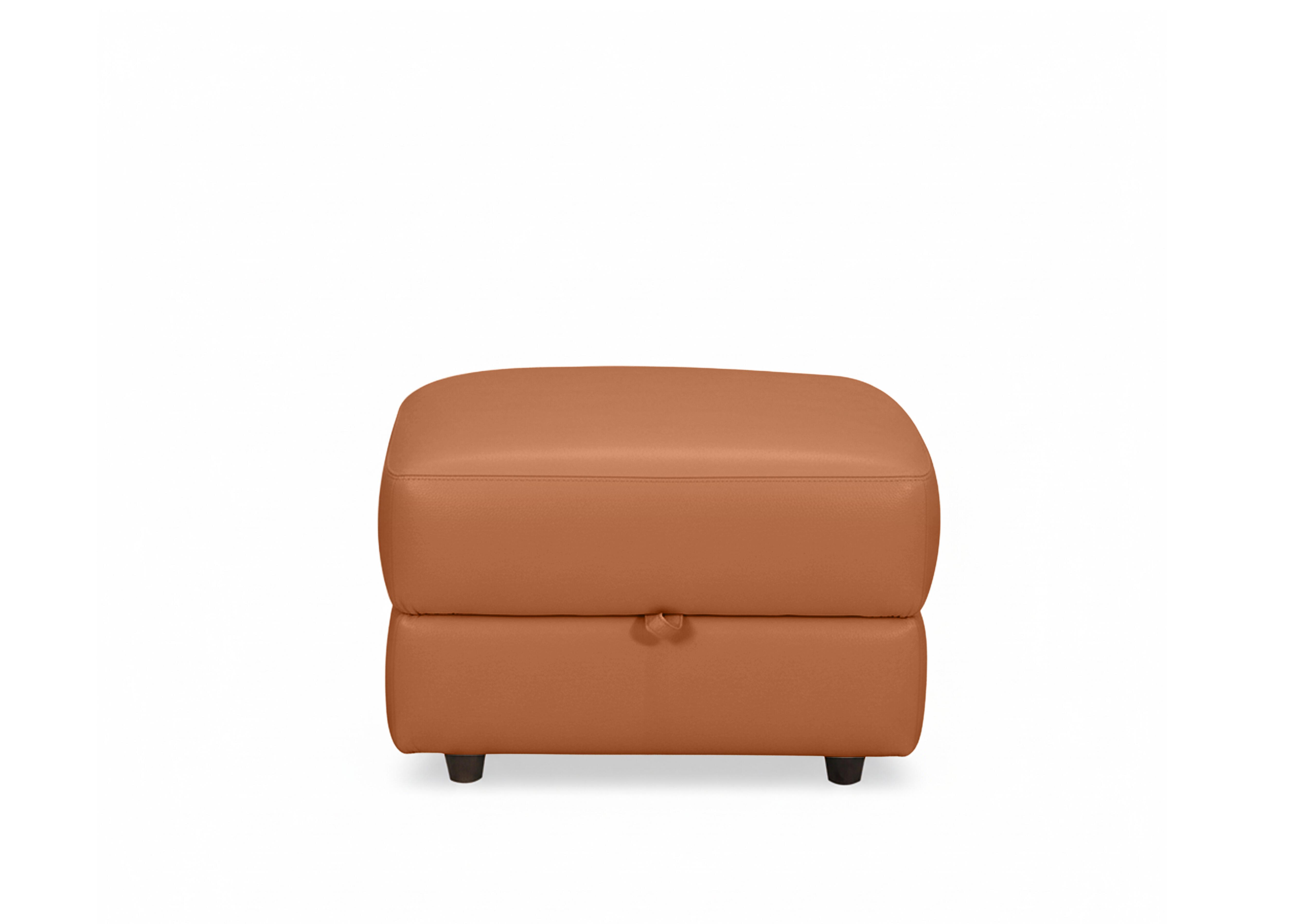 Nest Small Leather Storage Footstool in Nc-334e Pecan Brown on Furniture Village