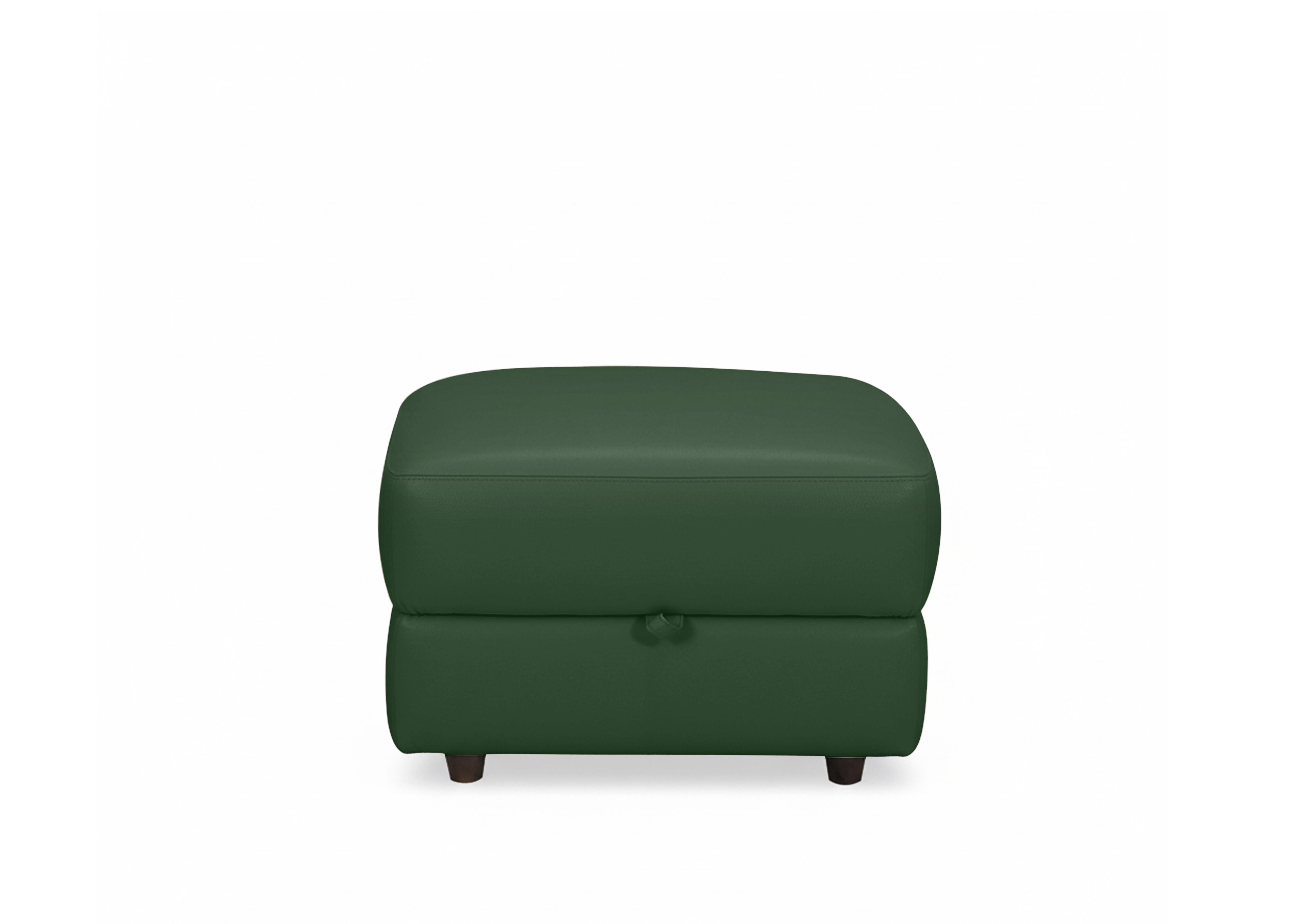 Nest Small Leather Storage Footstool in Nc-371e Chive Green on Furniture Village