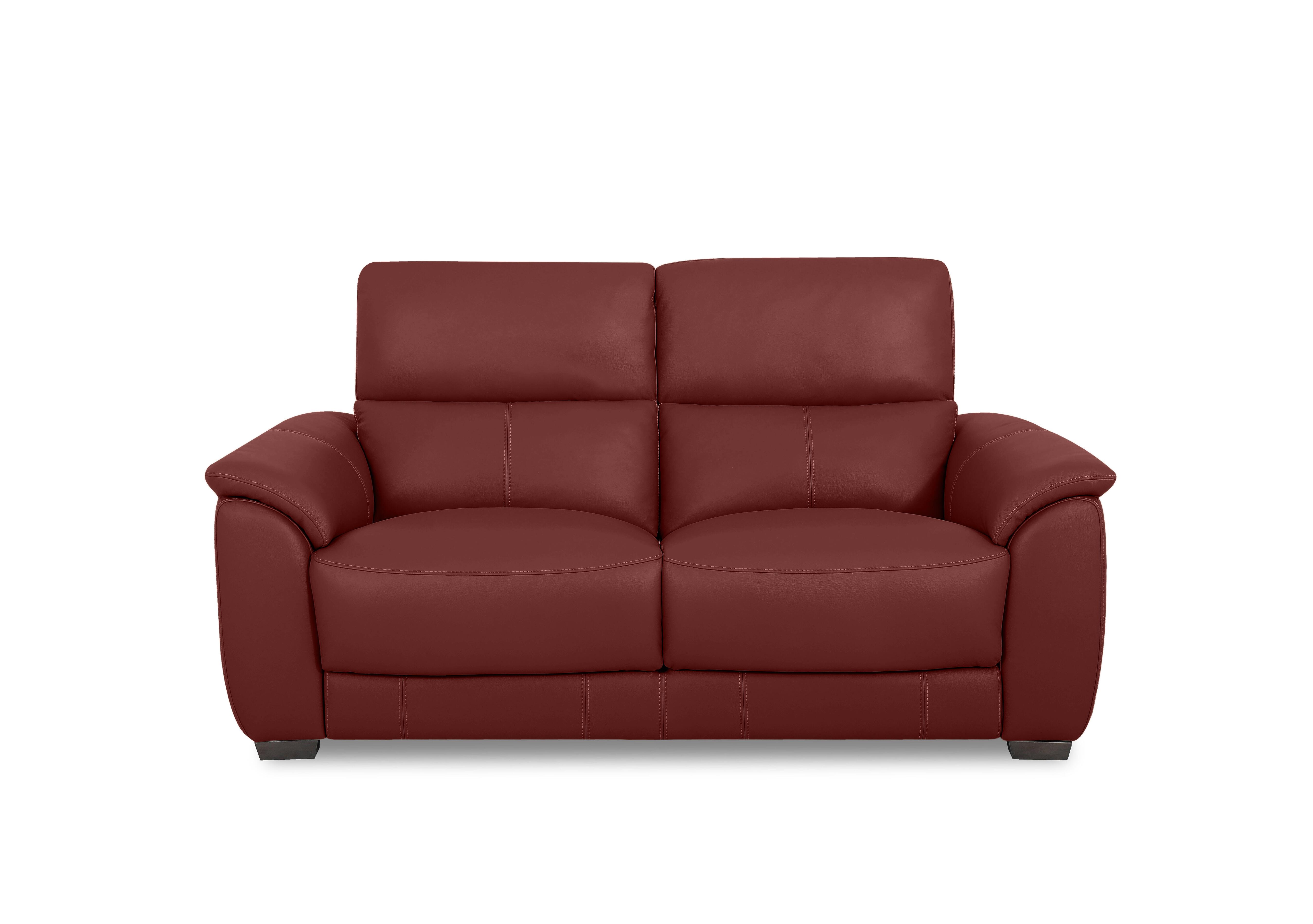 Saffron Leather 2 Seater Sofa in Bv-035c Deep Red on Furniture Village