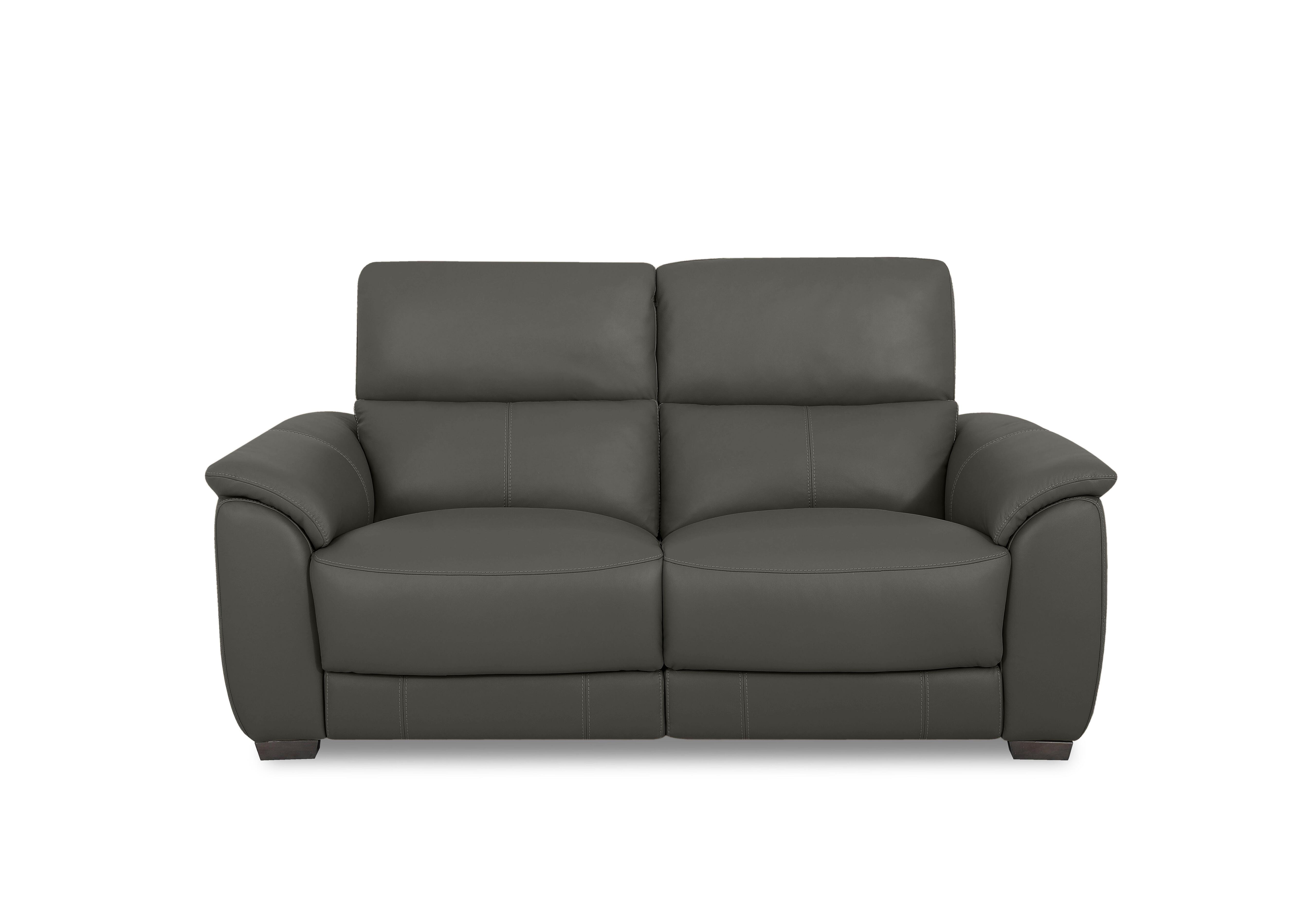 Saffron Leather 2 Seater Sofa in Bv-088e Charcoal Grey on Furniture Village