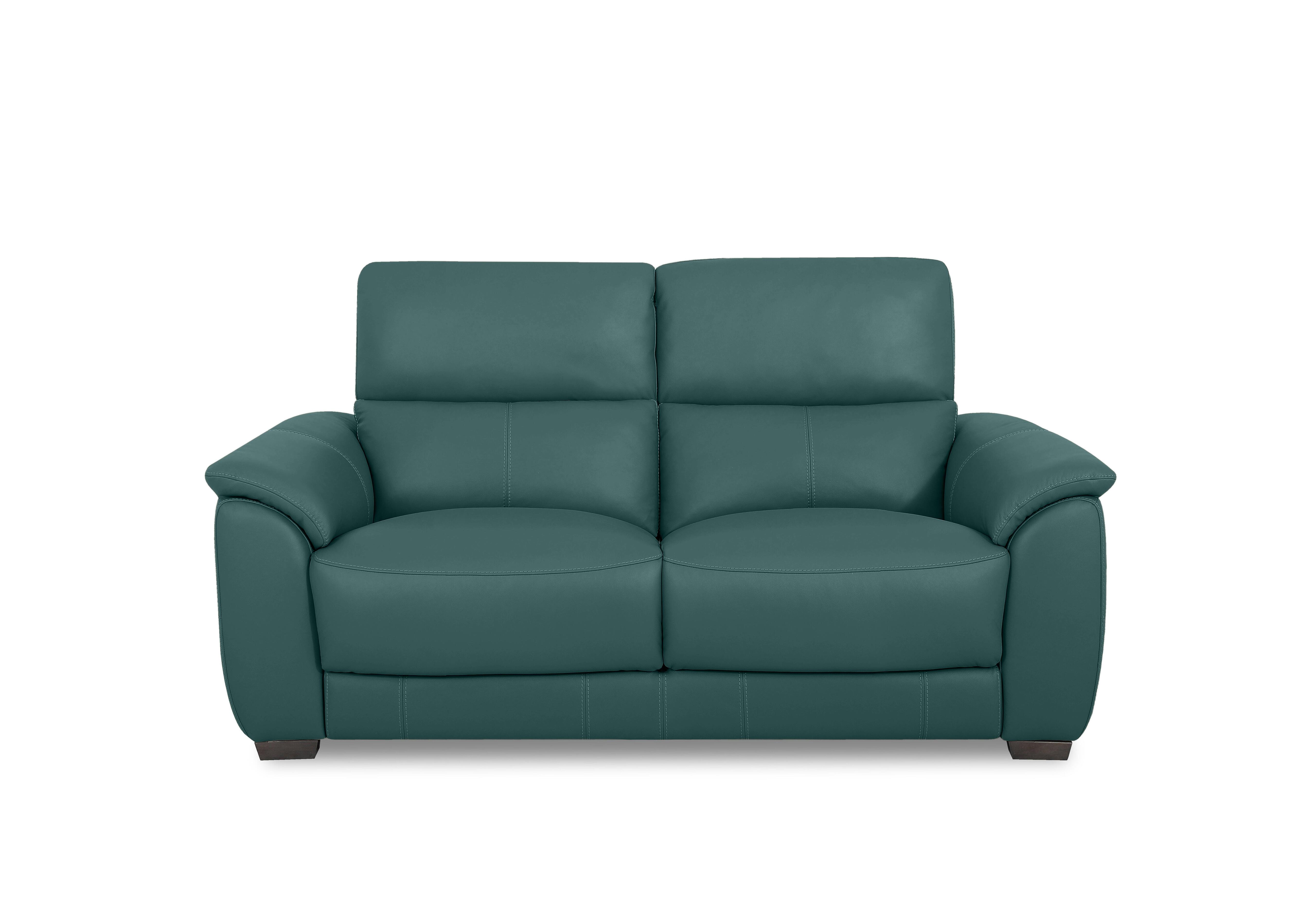 Saffron Leather 2 Seater Sofa in Bv-301e Lake Green on Furniture Village