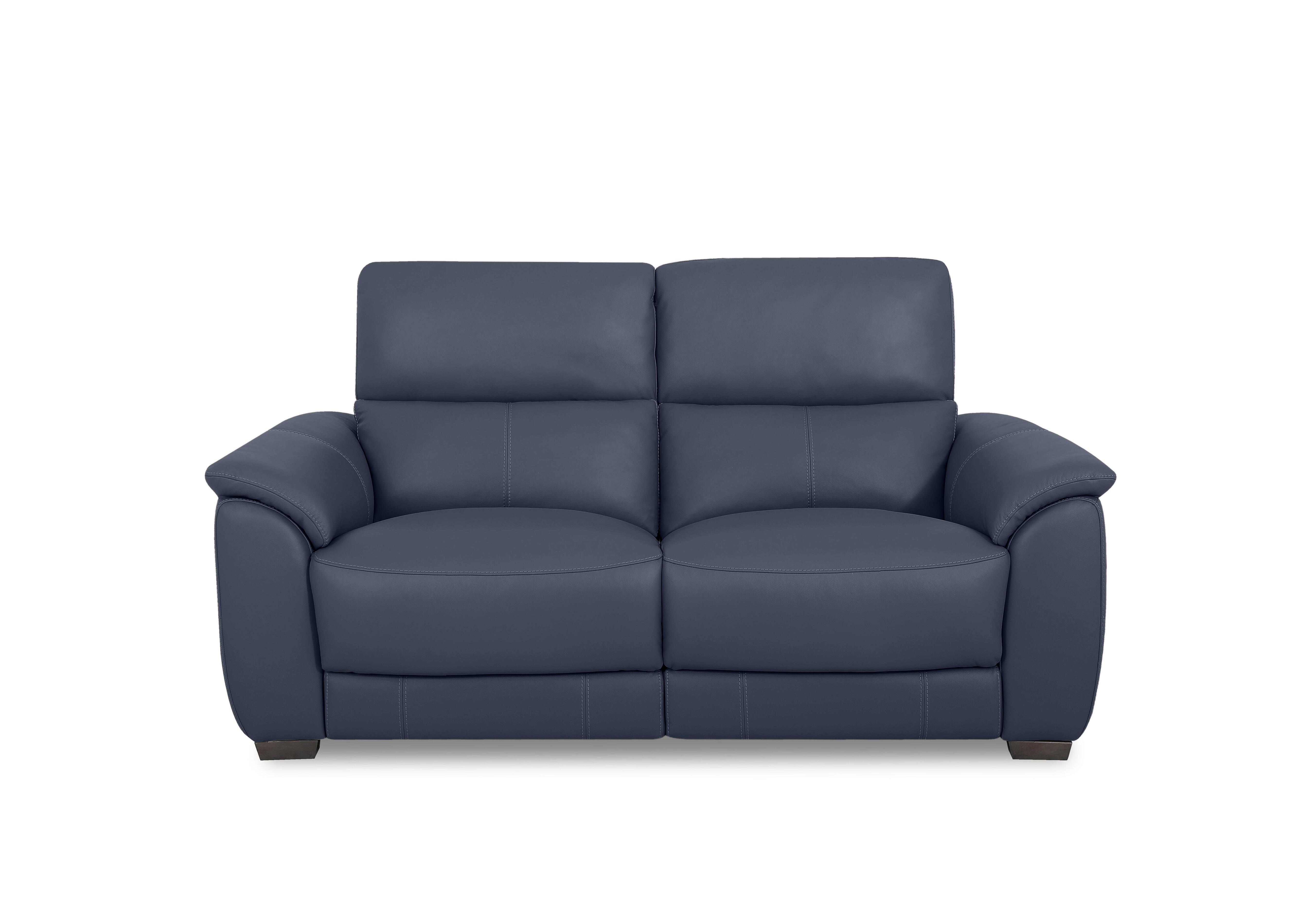 Saffron Leather 2 Seater Sofa in Bv-313e Ocean Blue on Furniture Village