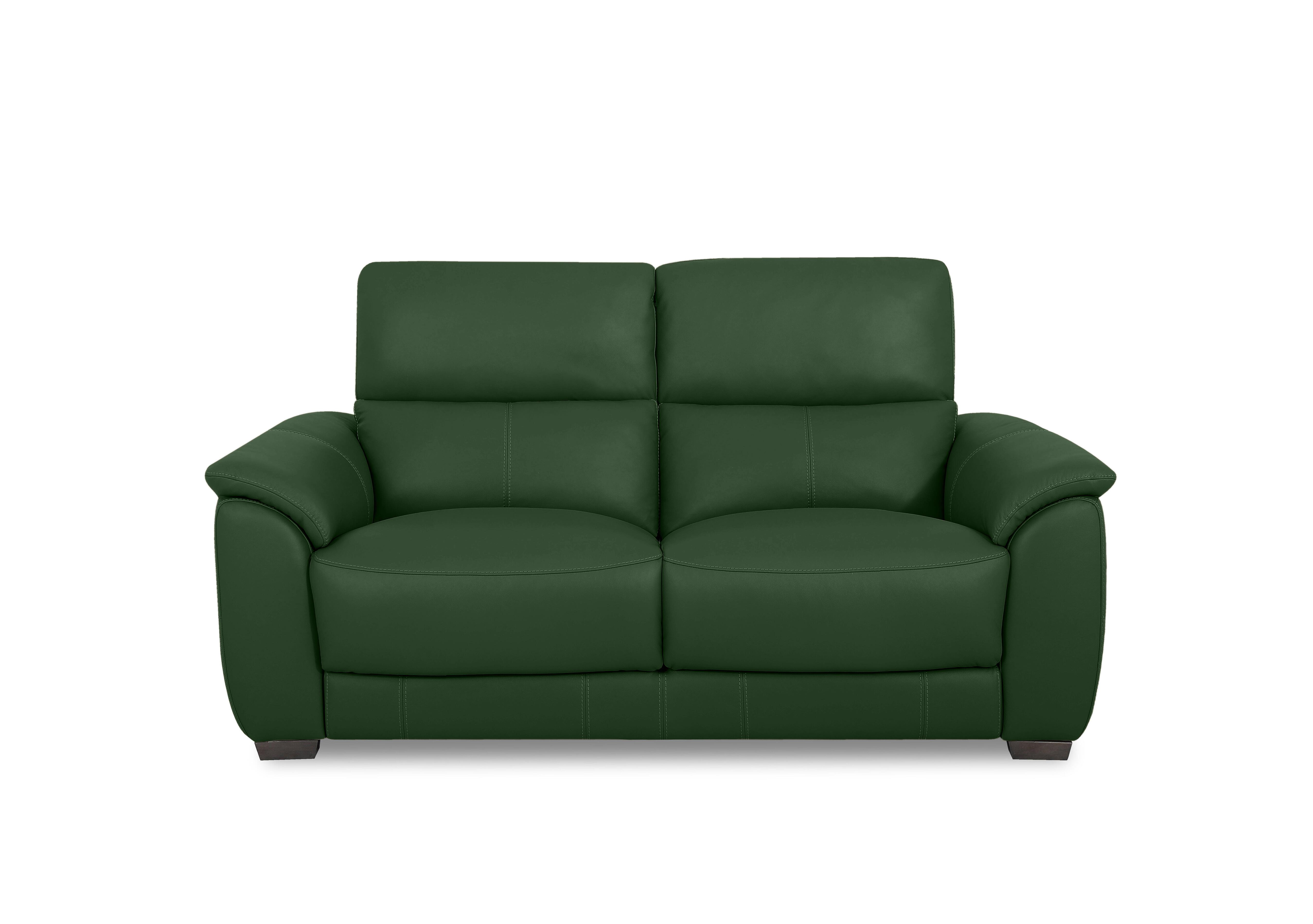 Saffron Leather 2 Seater Sofa in Bv-371e Chive Green on Furniture Village