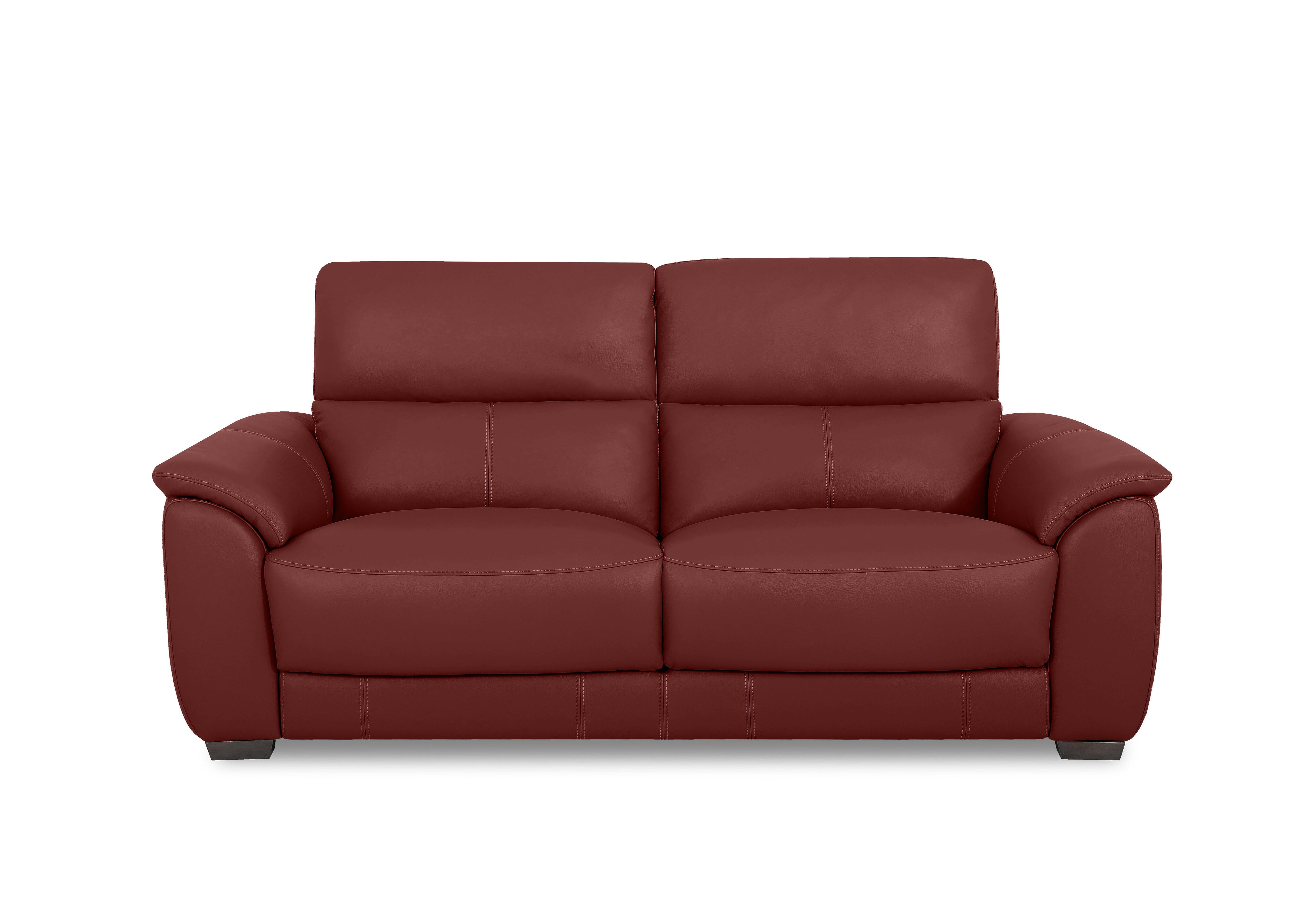 Saffron Large Leather 3 Seater Sofa in Bv-035c Deep Red on Furniture Village