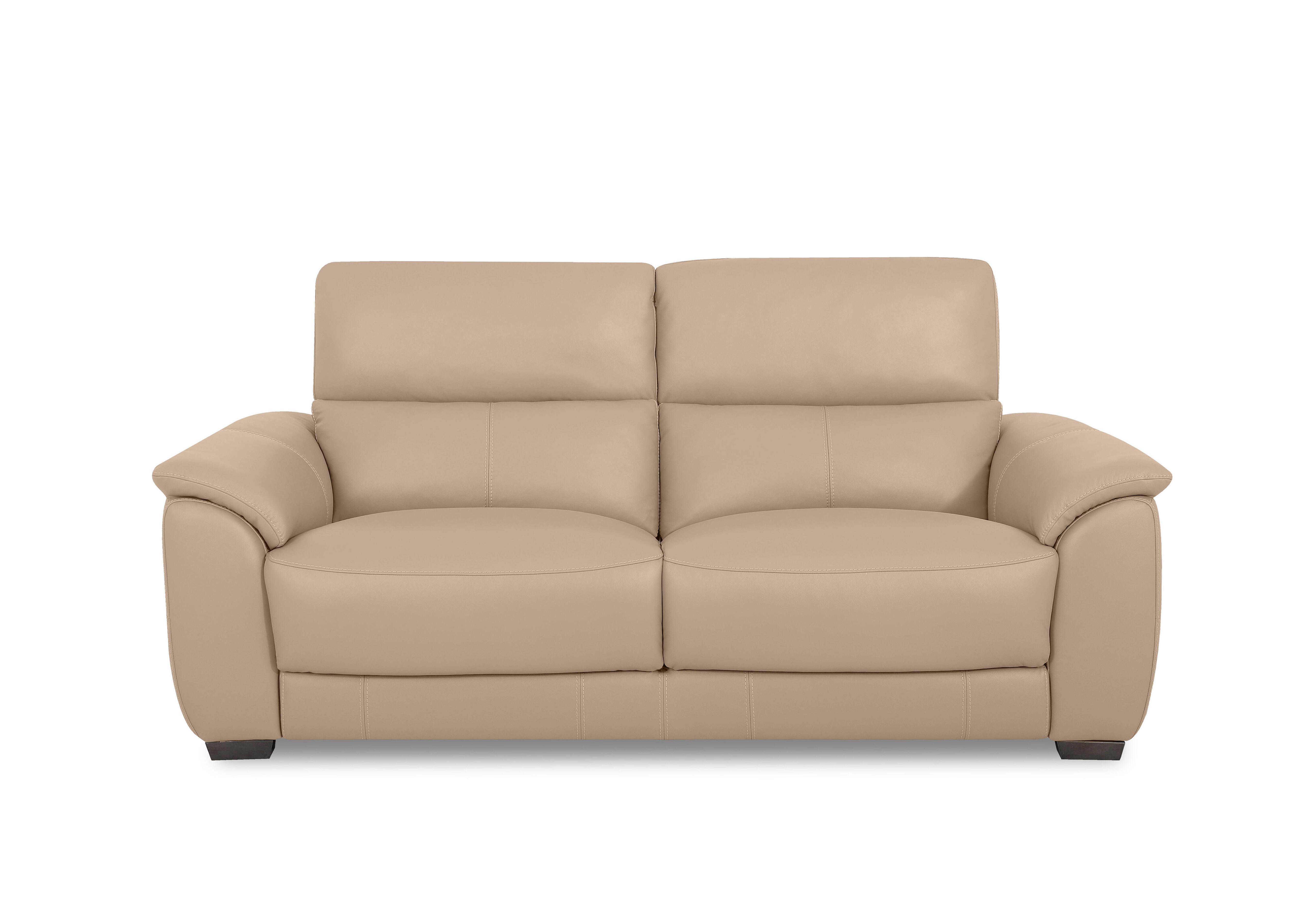 Saffron Large Leather 3 Seater Sofa in Bv-039c Pebble on Furniture Village