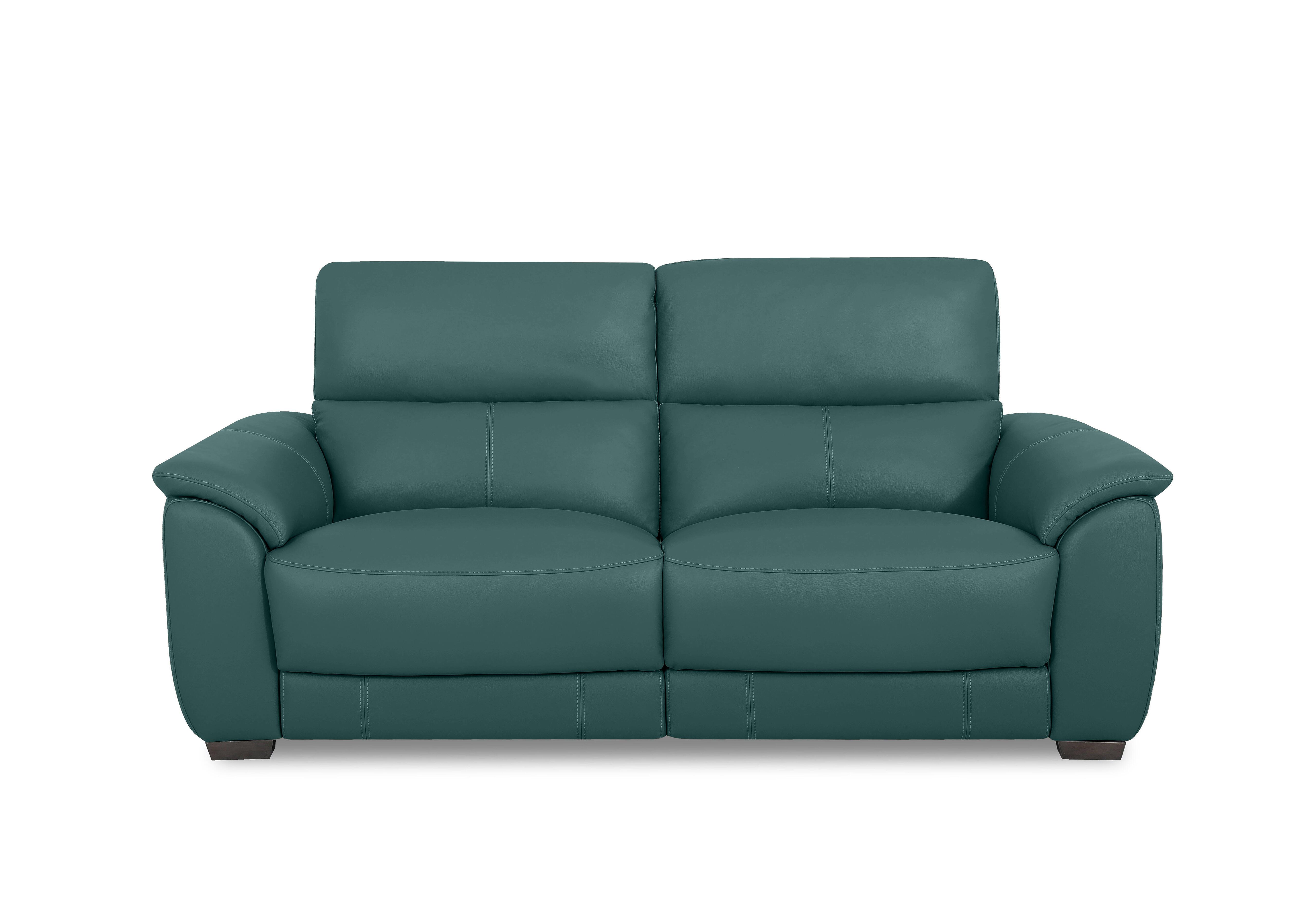 Saffron Large Leather 3 Seater Sofa in Bv-301e Lake Green on Furniture Village