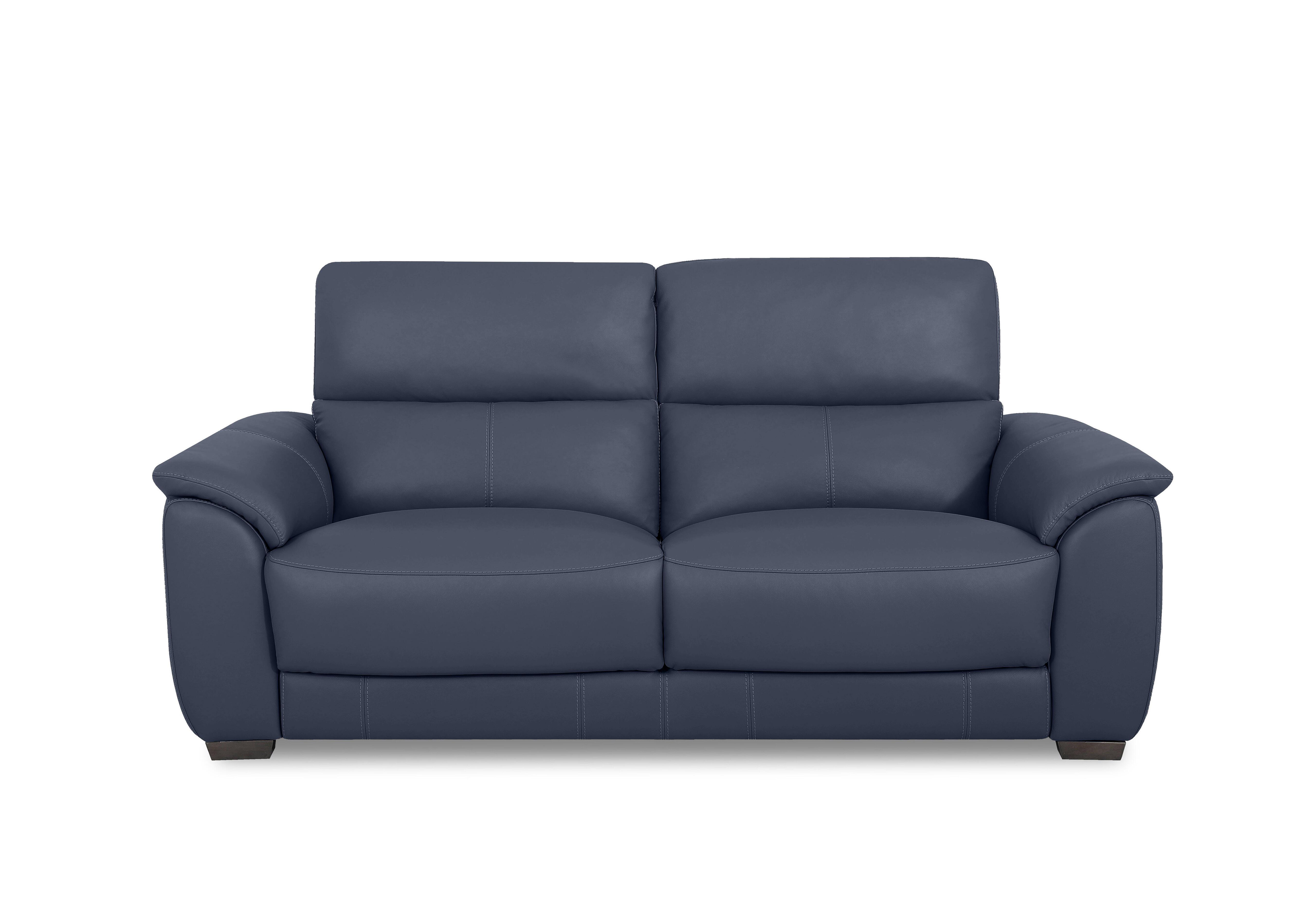 Saffron Large Leather 3 Seater Sofa in Bv-313e Ocean Blue on Furniture Village