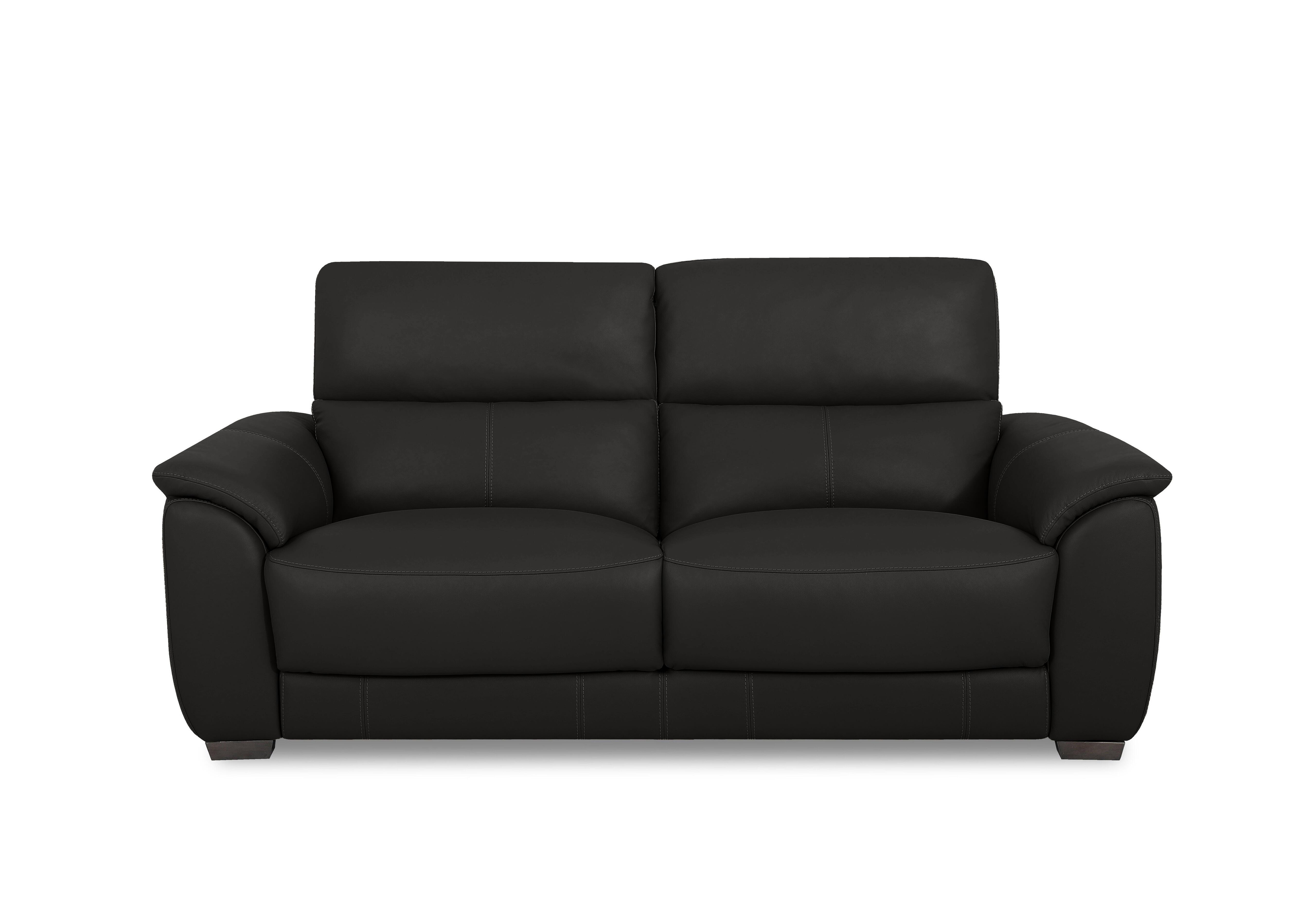 Saffron Large Leather 3 Seater Sofa in Bv-3500 Black on Furniture Village