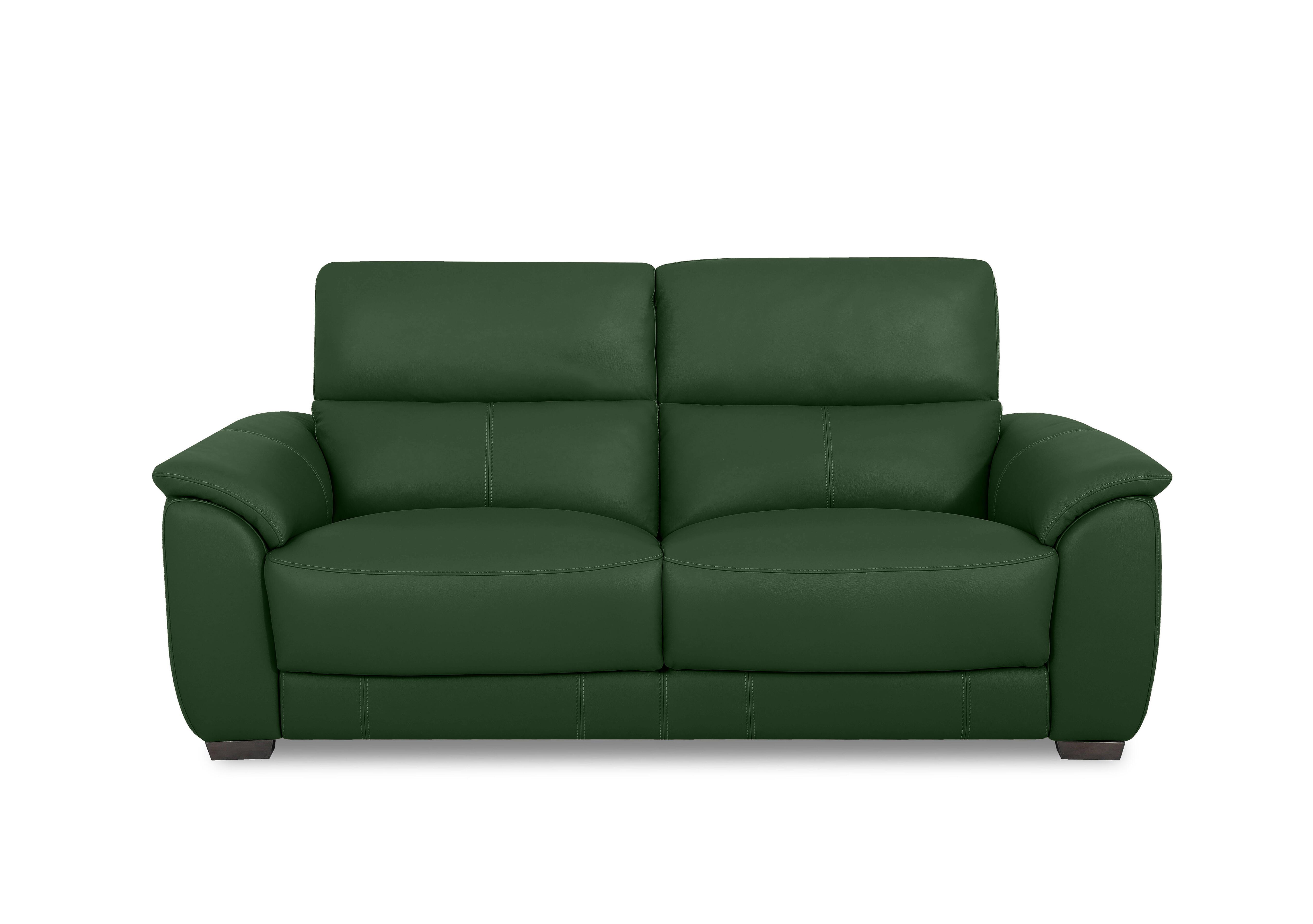 Saffron Large Leather 3 Seater Sofa in Bv-371e Chive Green on Furniture Village