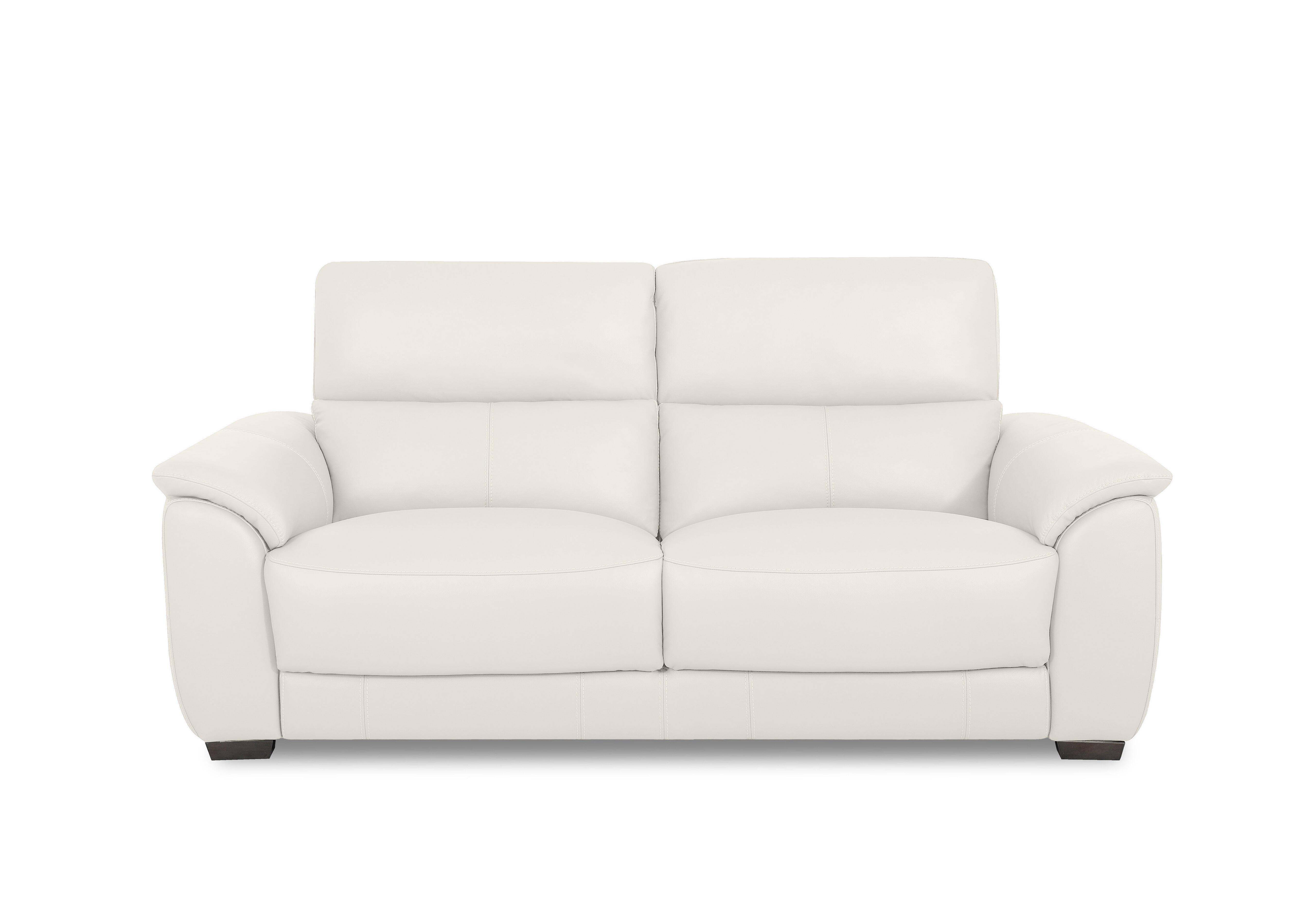 Saffron Large Leather 3 Seater Sofa in Bv-744d Star White on Furniture Village