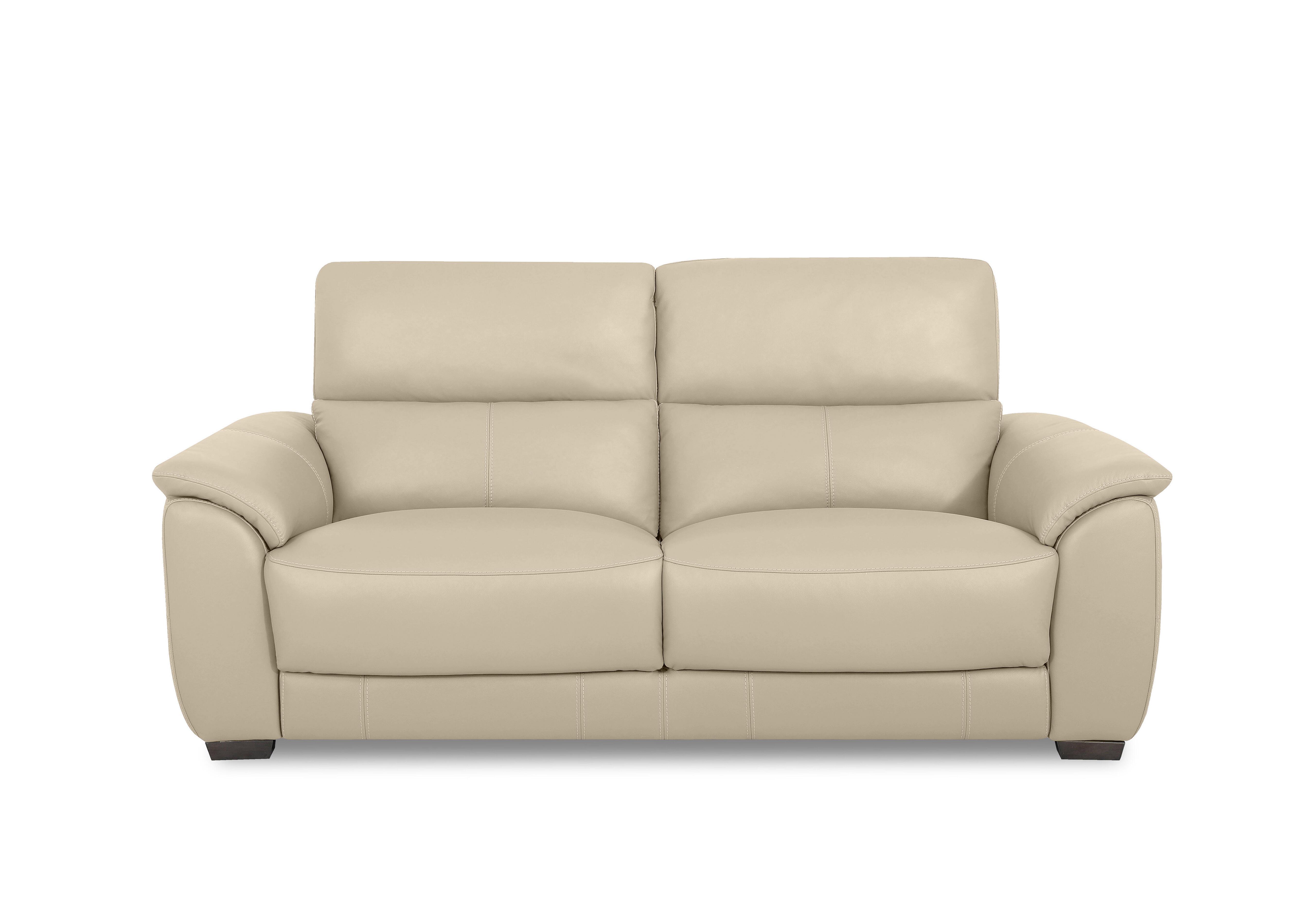 Saffron Large Leather 3 Seater Sofa in Bv-862c Bisque on Furniture Village