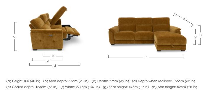 Saffron Fabric 3 Seater Sofa with Storage Chaise End in  on Furniture Village