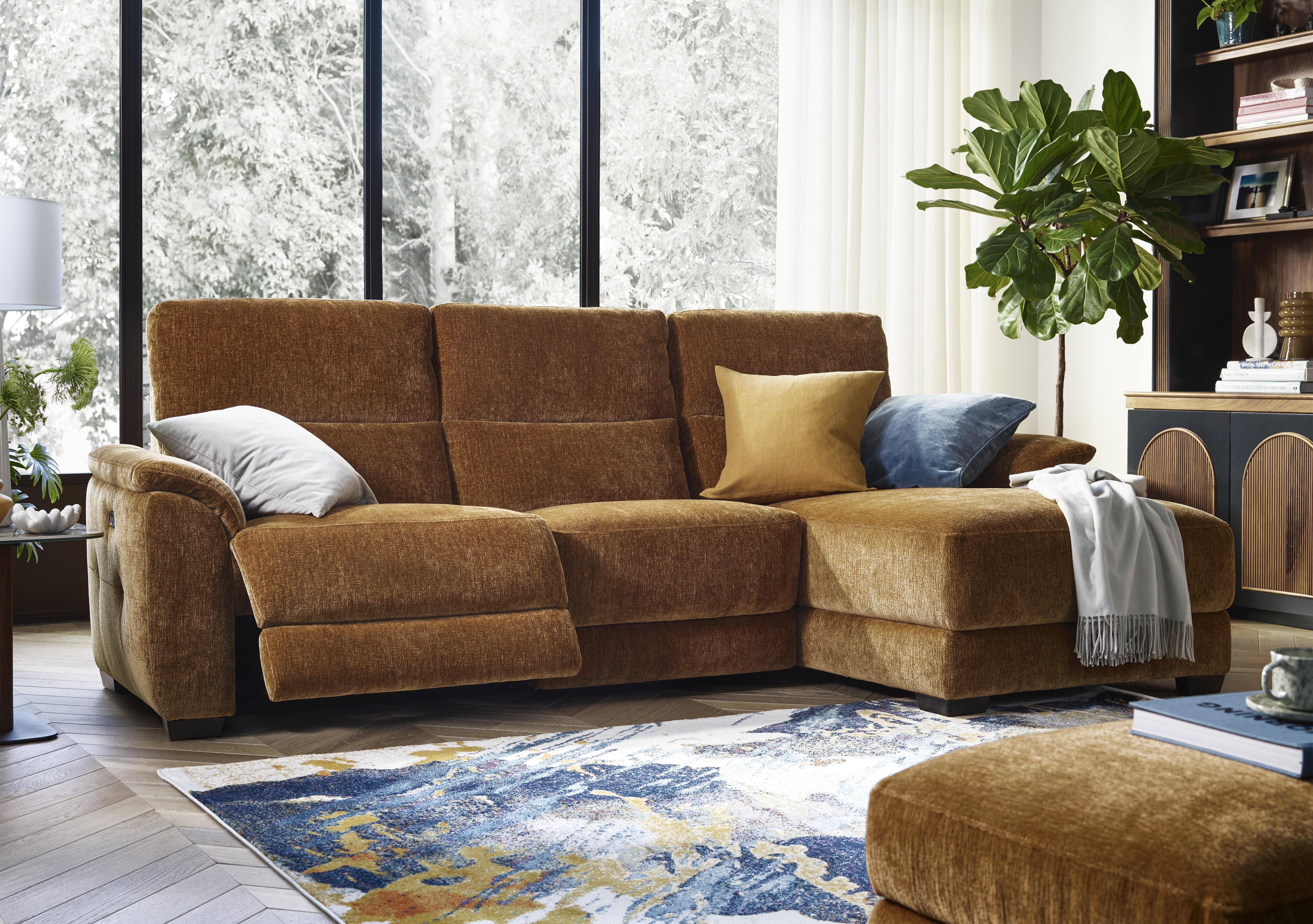 Saffron Fabric 3 Seater Sofa with Storage Chaise End in  on Furniture Village