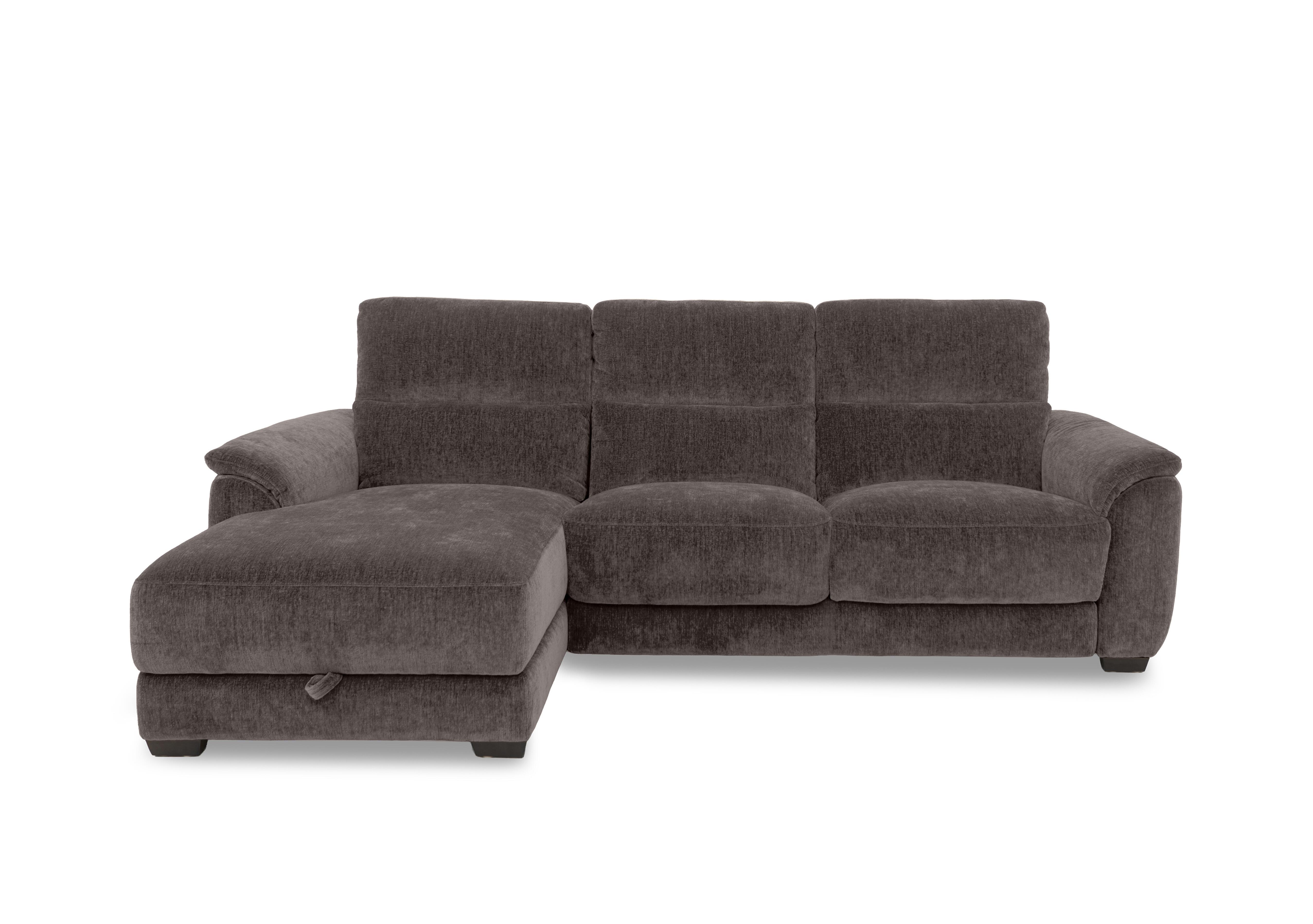 Saffron Fabric 3 Seater Sofa with Storage Chaise End in Fab-Crn-R102 Cacao on Furniture Village