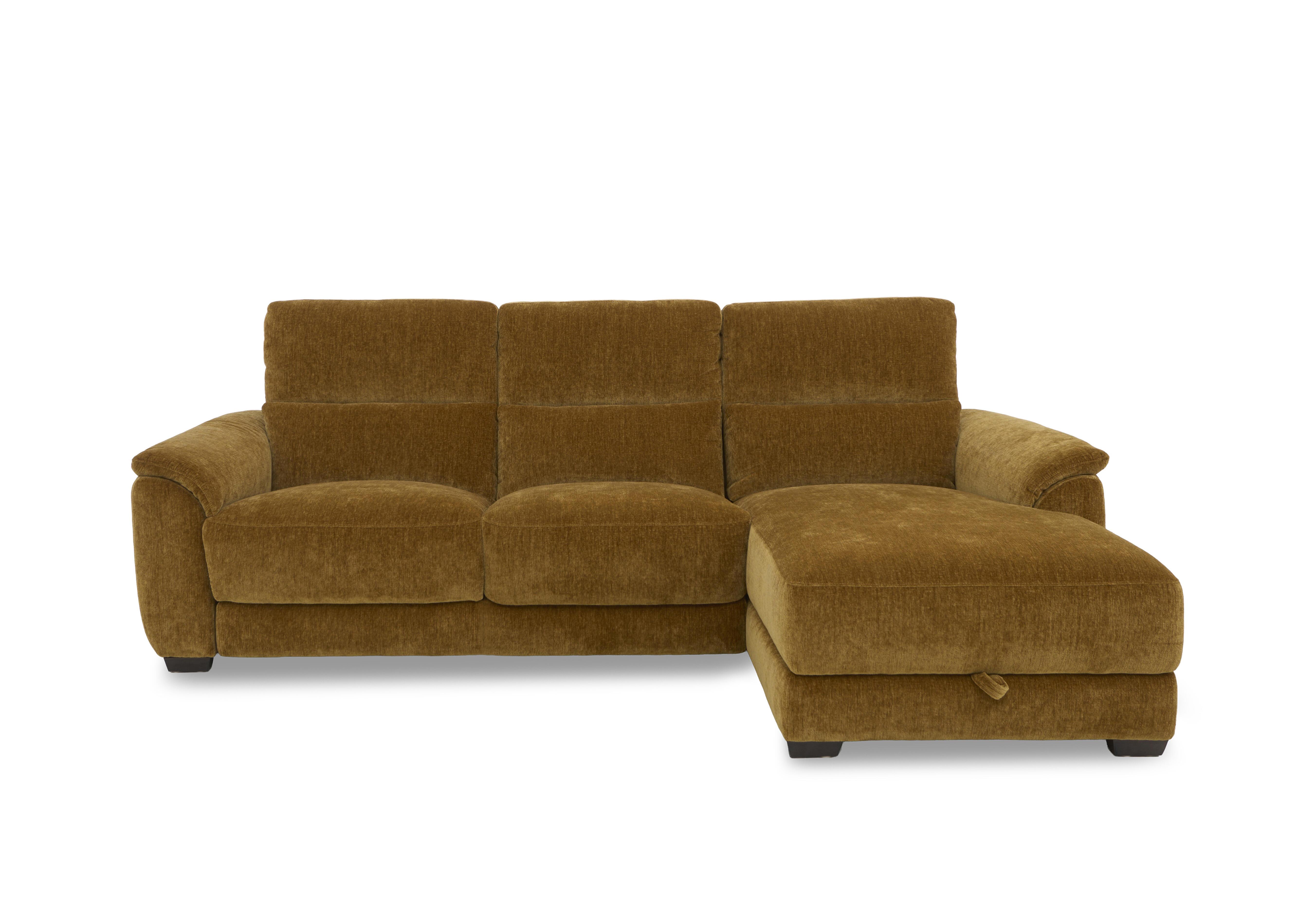 Saffron Fabric 3 Seater Sofa with Storage Chaise End in Fab-Crn-R272 Tumeric on Furniture Village