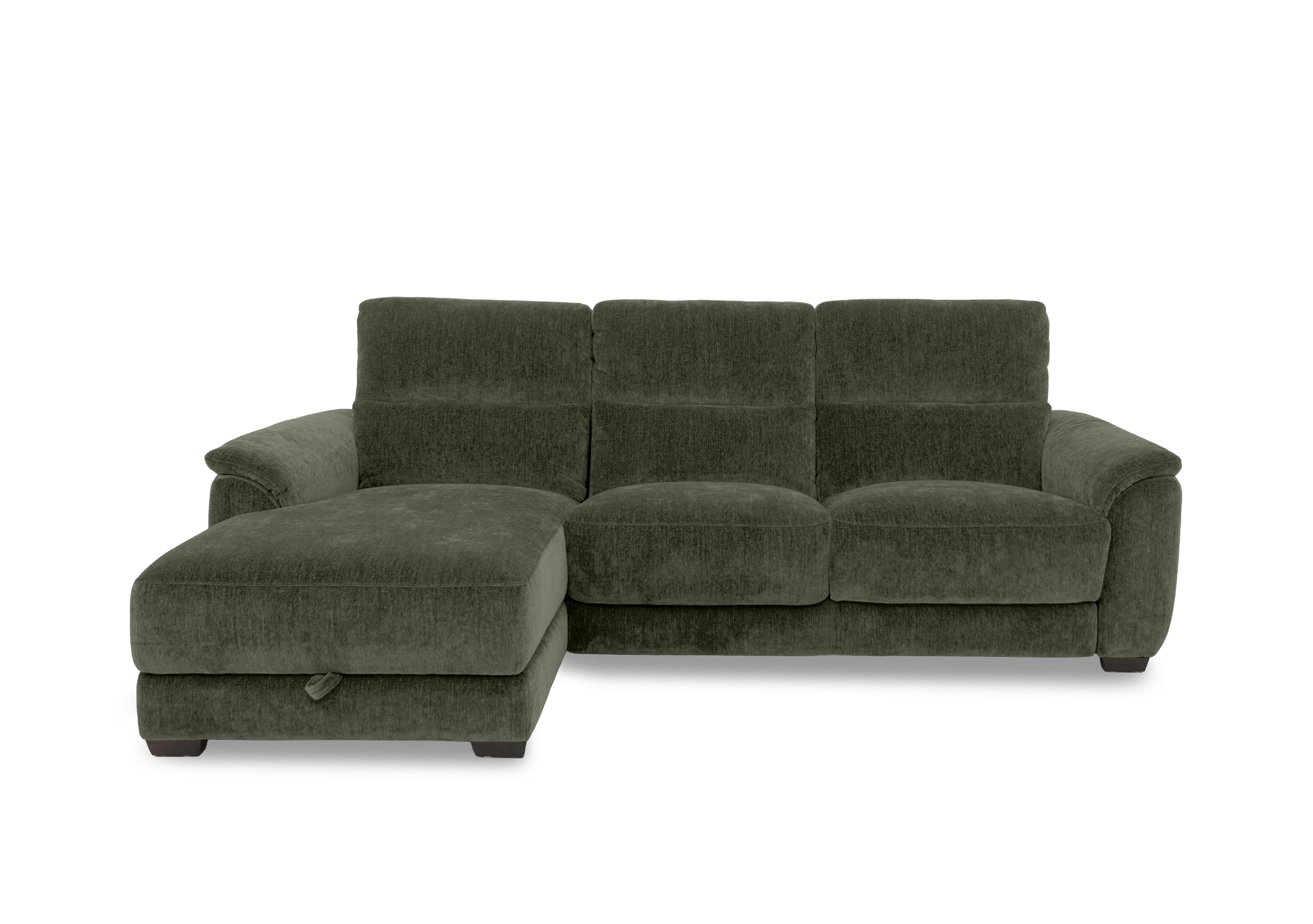 Saffron Fabric 3 Seater Sofa with Storage Chaise End in Fab-Crn-R353 Forrest Green on Furniture Village