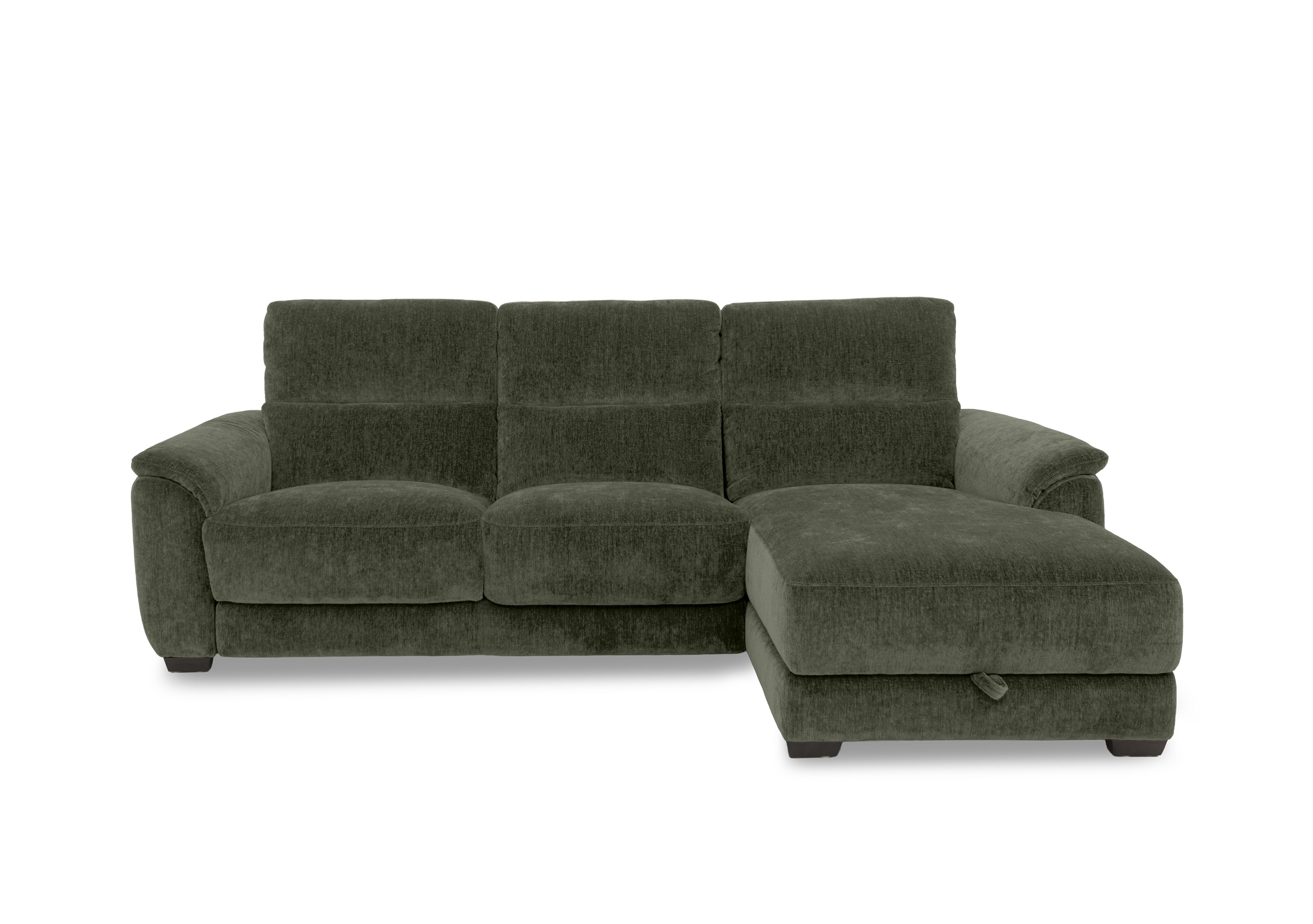 Saffron Fabric 3 Seater Sofa with Storage Chaise End in Fab-Crn-R353 Forrest Green on Furniture Village