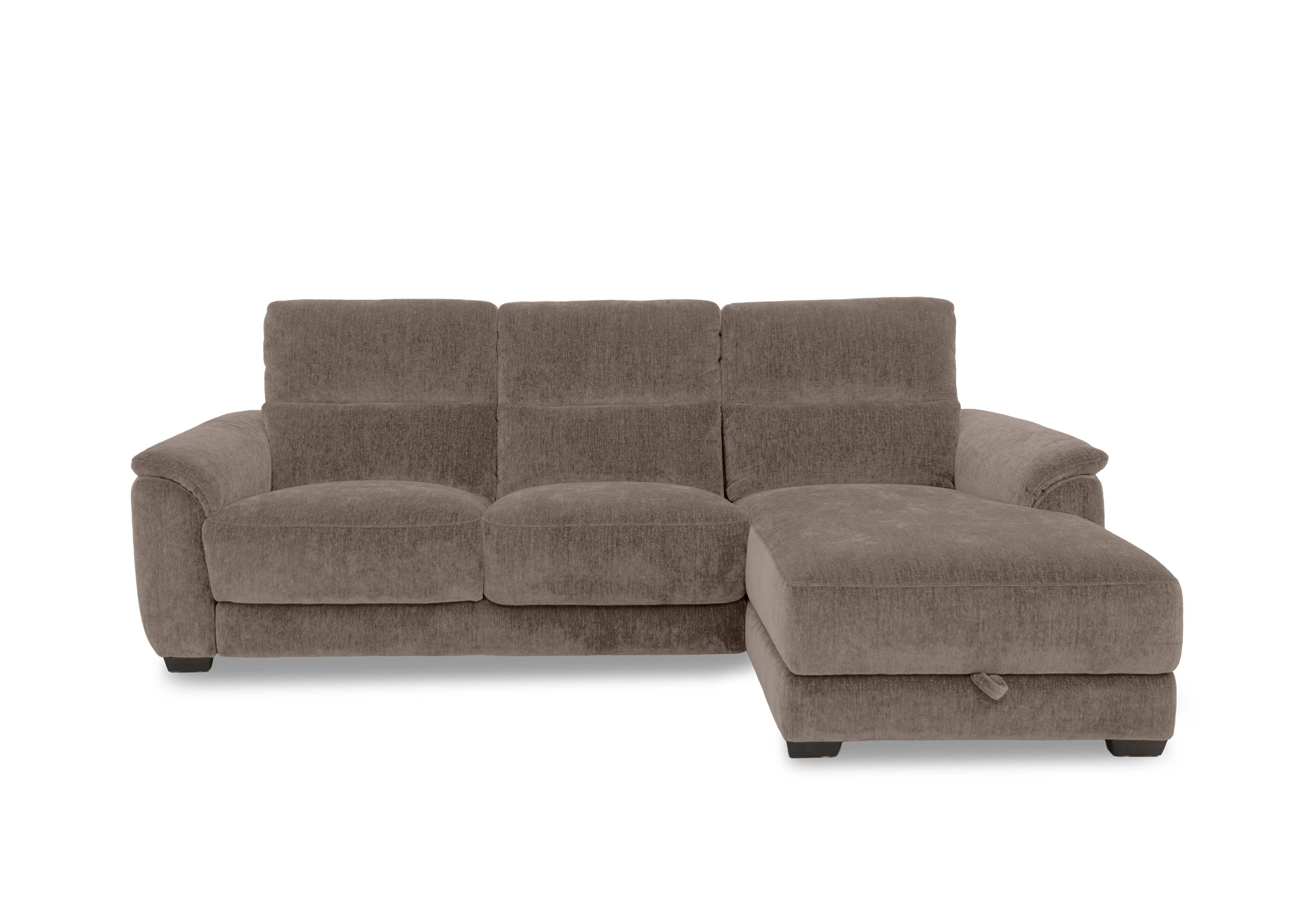 Saffron Fabric 3 Seater Sofa with Storage Chaise End in Fab-Crn-R431 Brown on Furniture Village