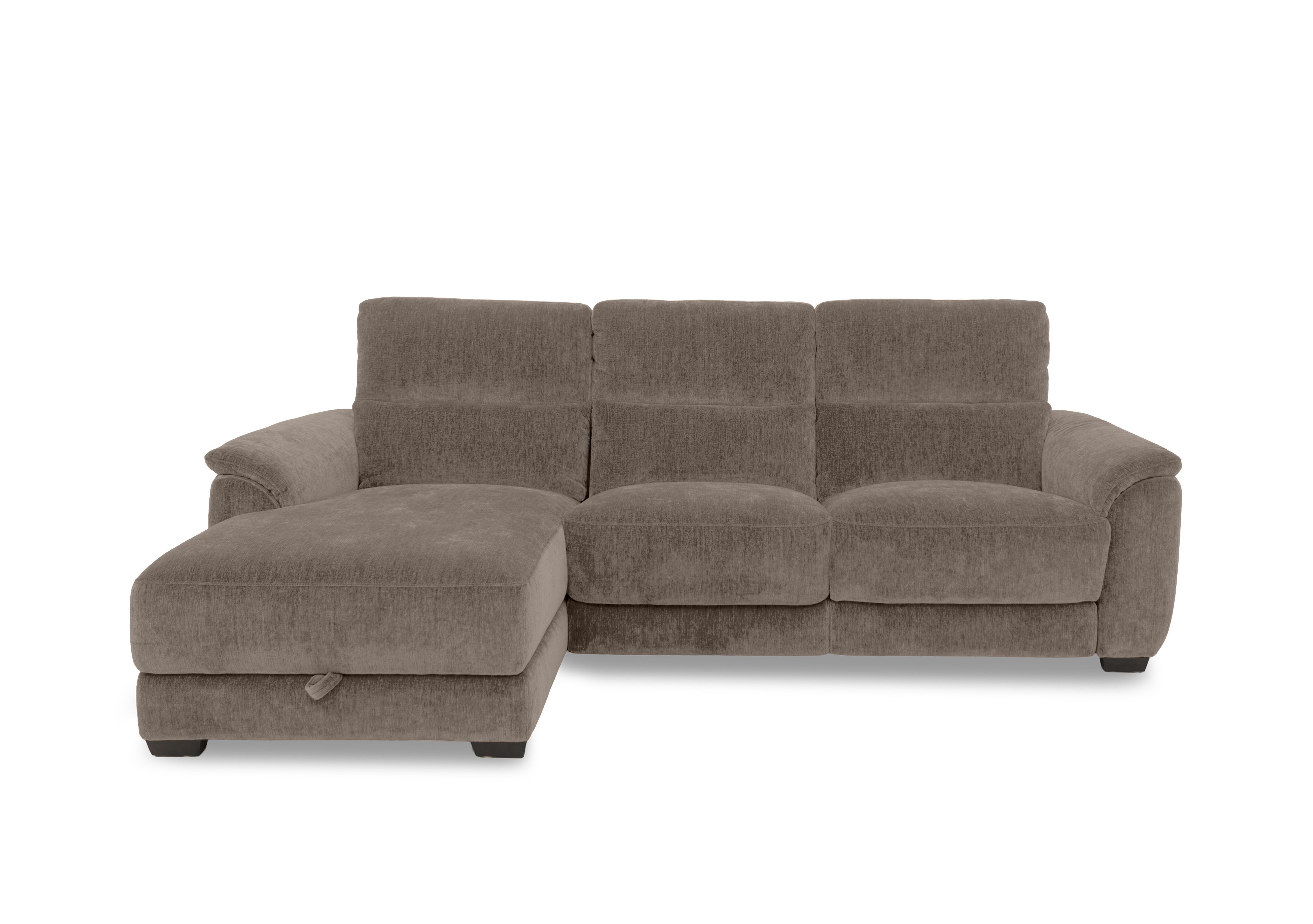 Saffron Fabric 3 Seater Sofa with Storage Chaise End in Fab-Crn-R431 Brown on Furniture Village