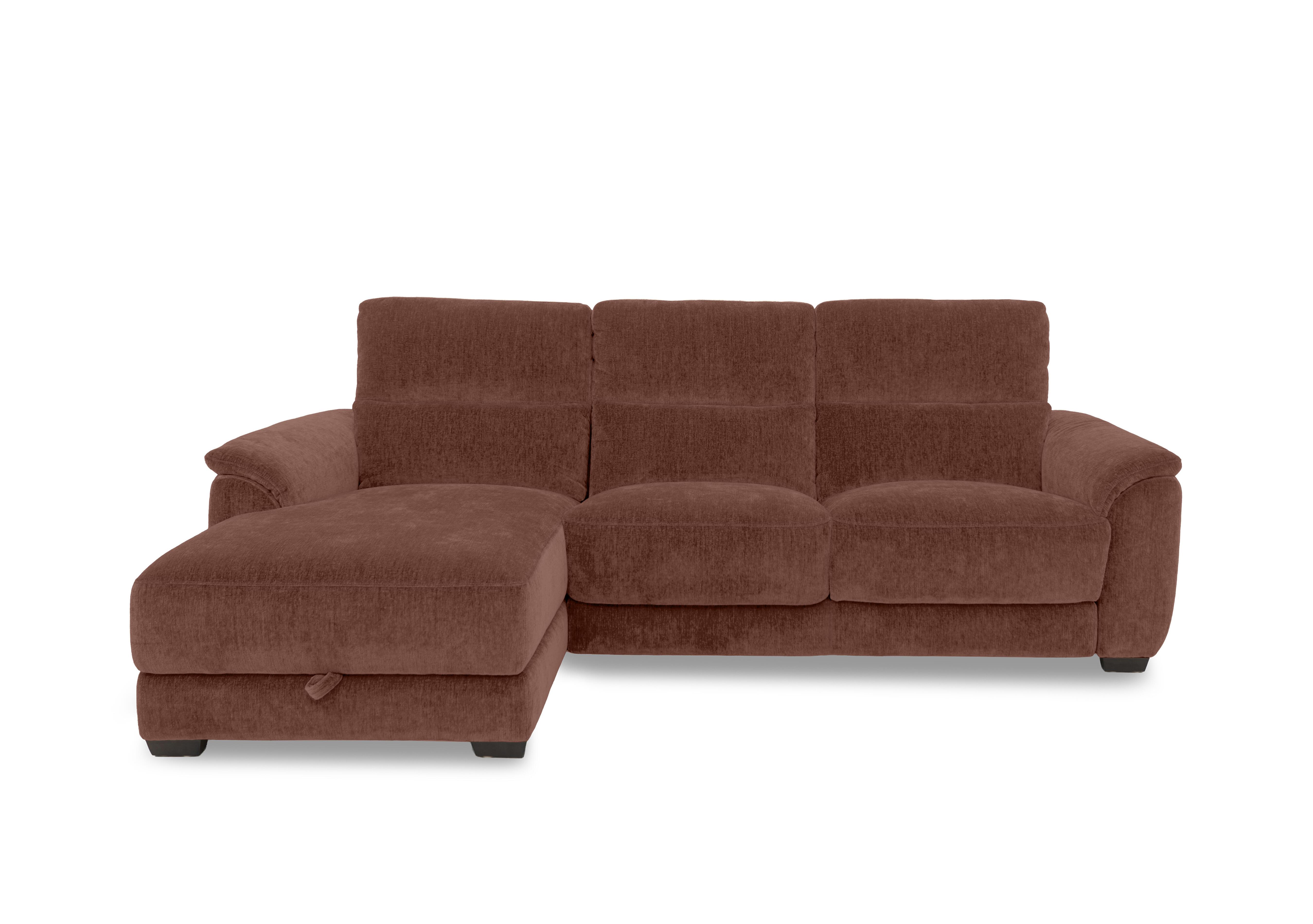 Saffron Fabric 3 Seater Sofa with Storage Chaise End in Fab-Crn-R500 Caramel on Furniture Village