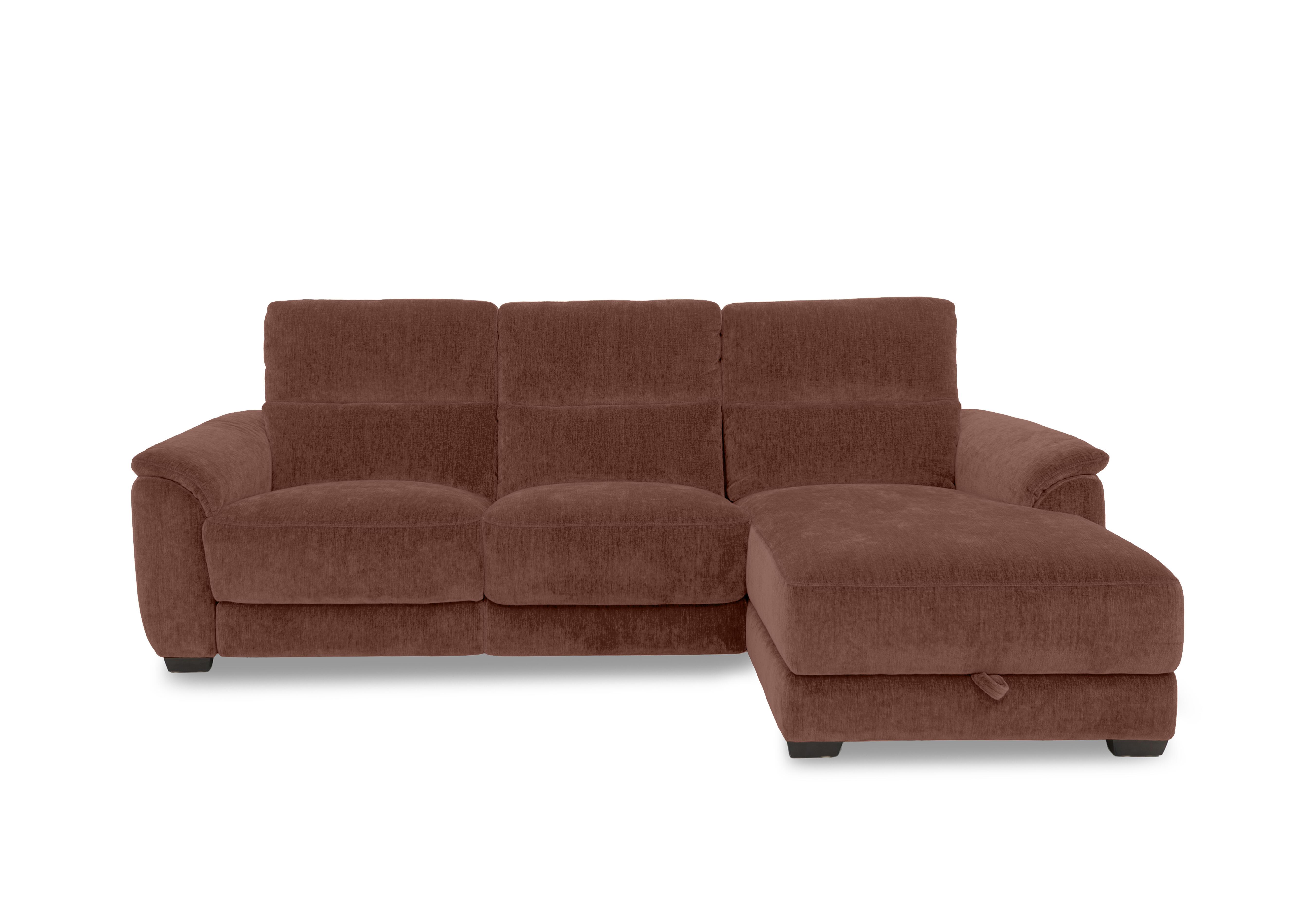 Saffron Fabric 3 Seater Sofa with Storage Chaise End in Fab-Crn-R500 Caramel on Furniture Village