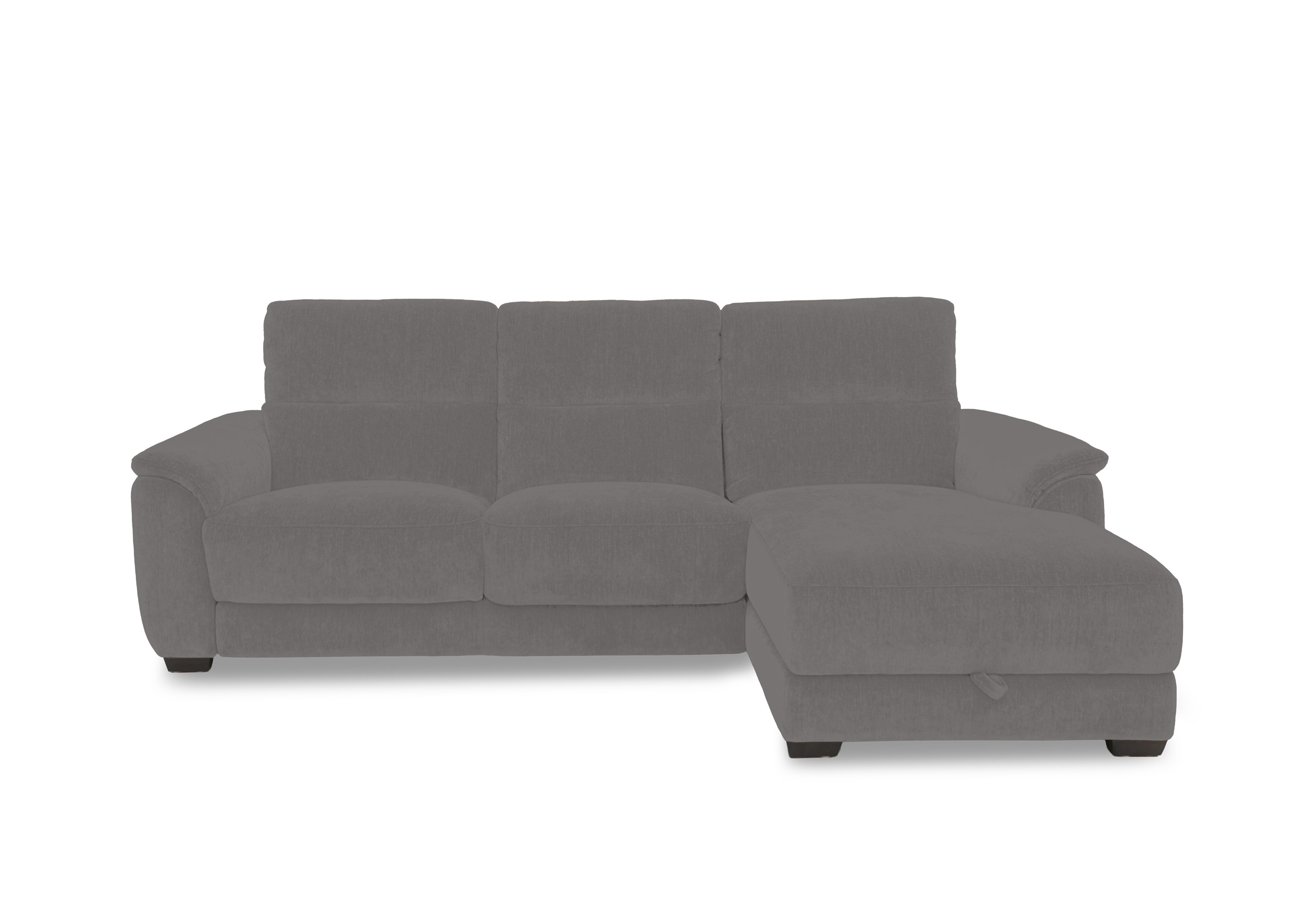 Saffron Fabric 3 Seater Sofa with Storage Chaise End in Fab-Dab-R02 Steel Grey on Furniture Village