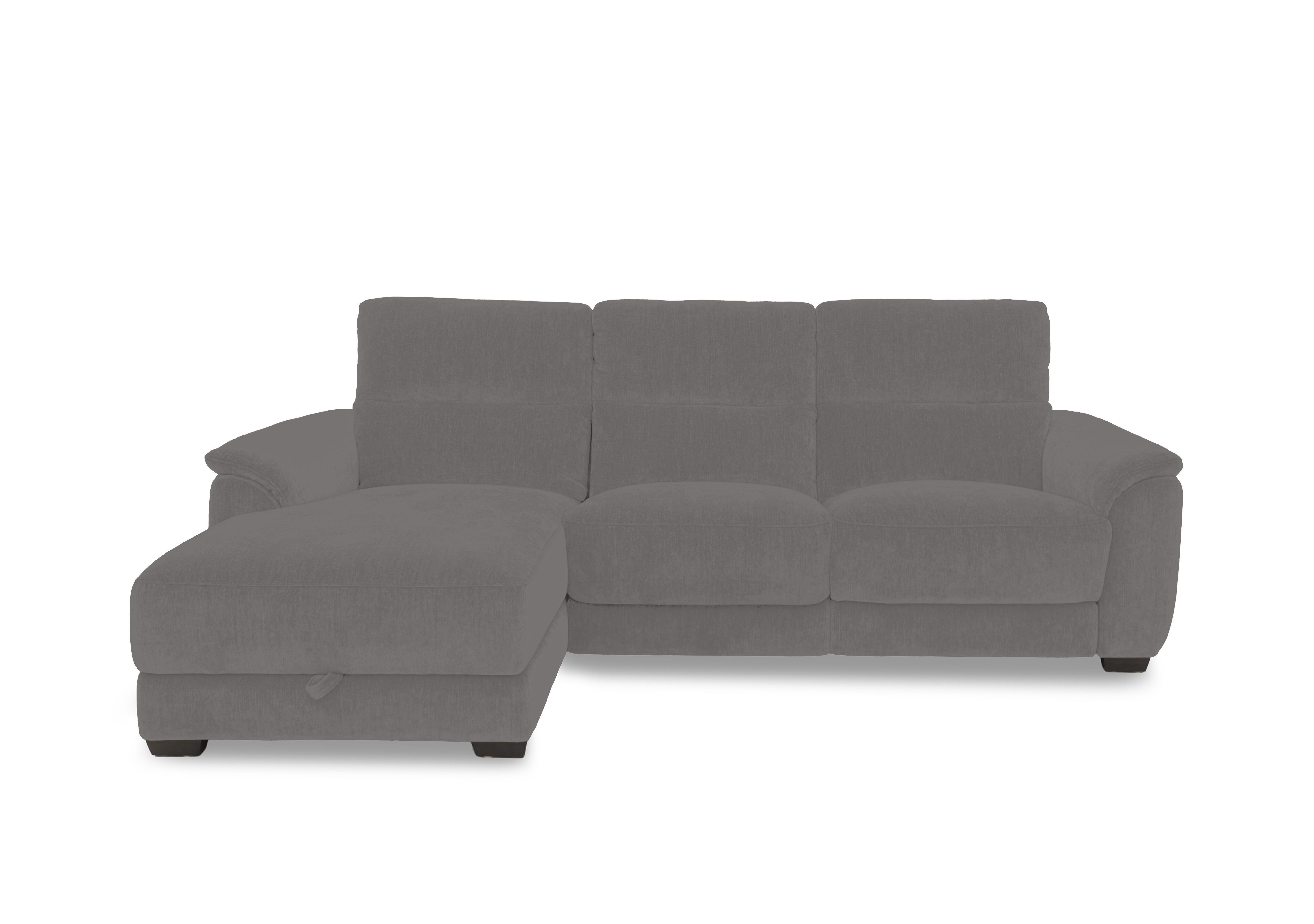 Saffron Fabric 3 Seater Sofa with Storage Chaise End in Fab-Dab-R02 Steel Grey on Furniture Village