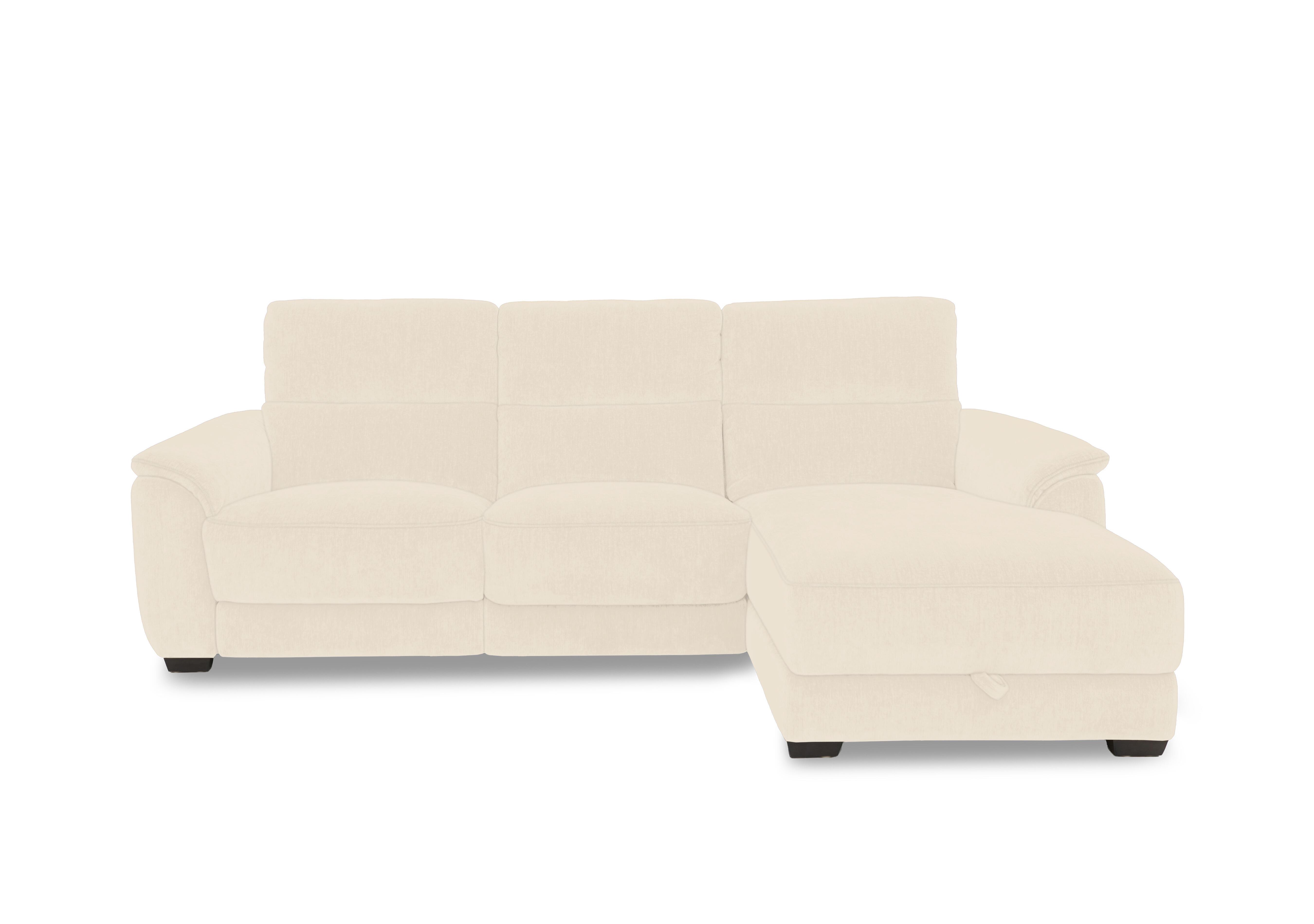 Saffron Fabric 3 Seater Sofa with Storage Chaise End in Fab-Dab-R06 Beige on Furniture Village