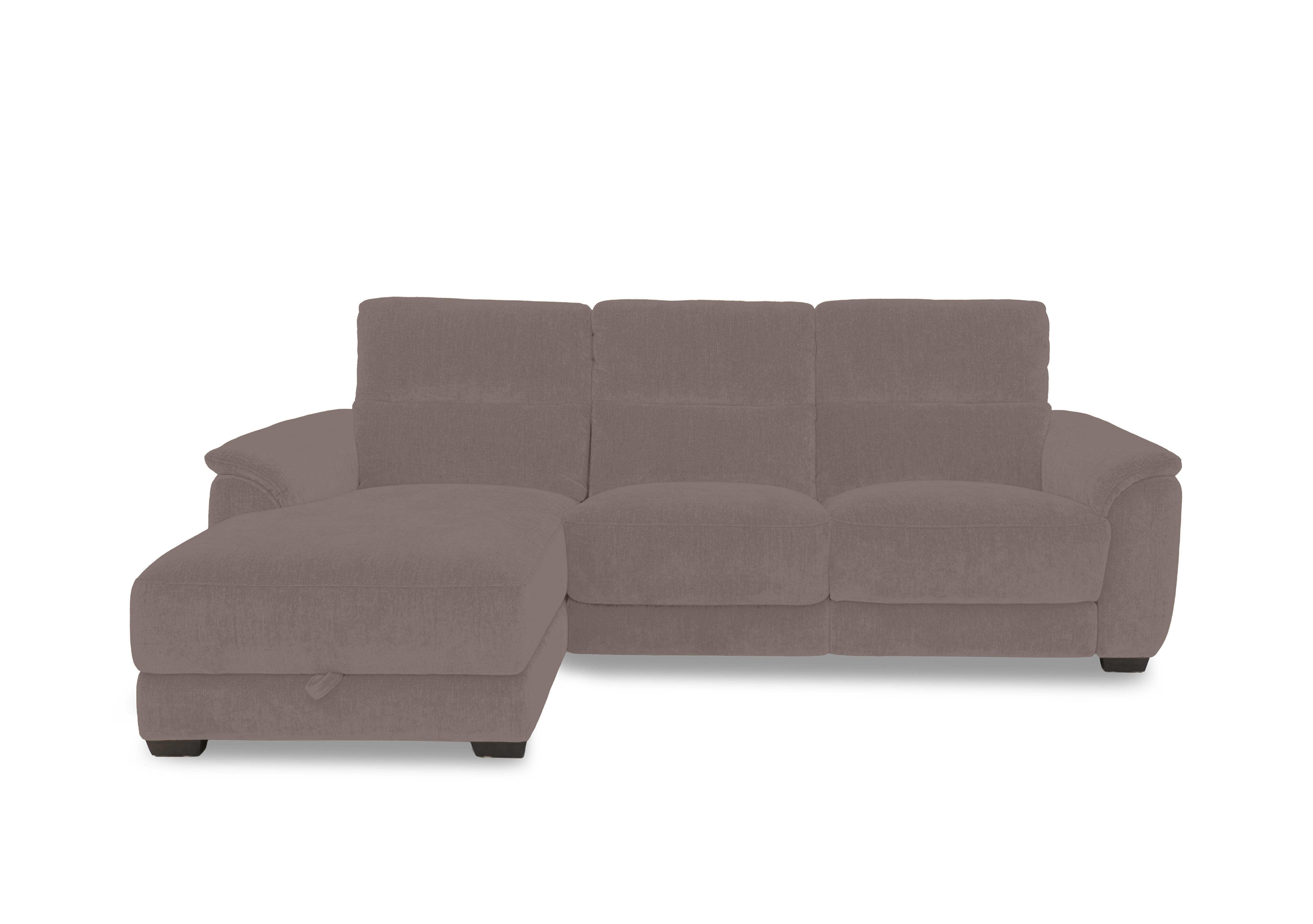 Saffron Fabric 3 Seater Sofa with Storage Chaise End in Fab-Dab-R08 Brown on Furniture Village