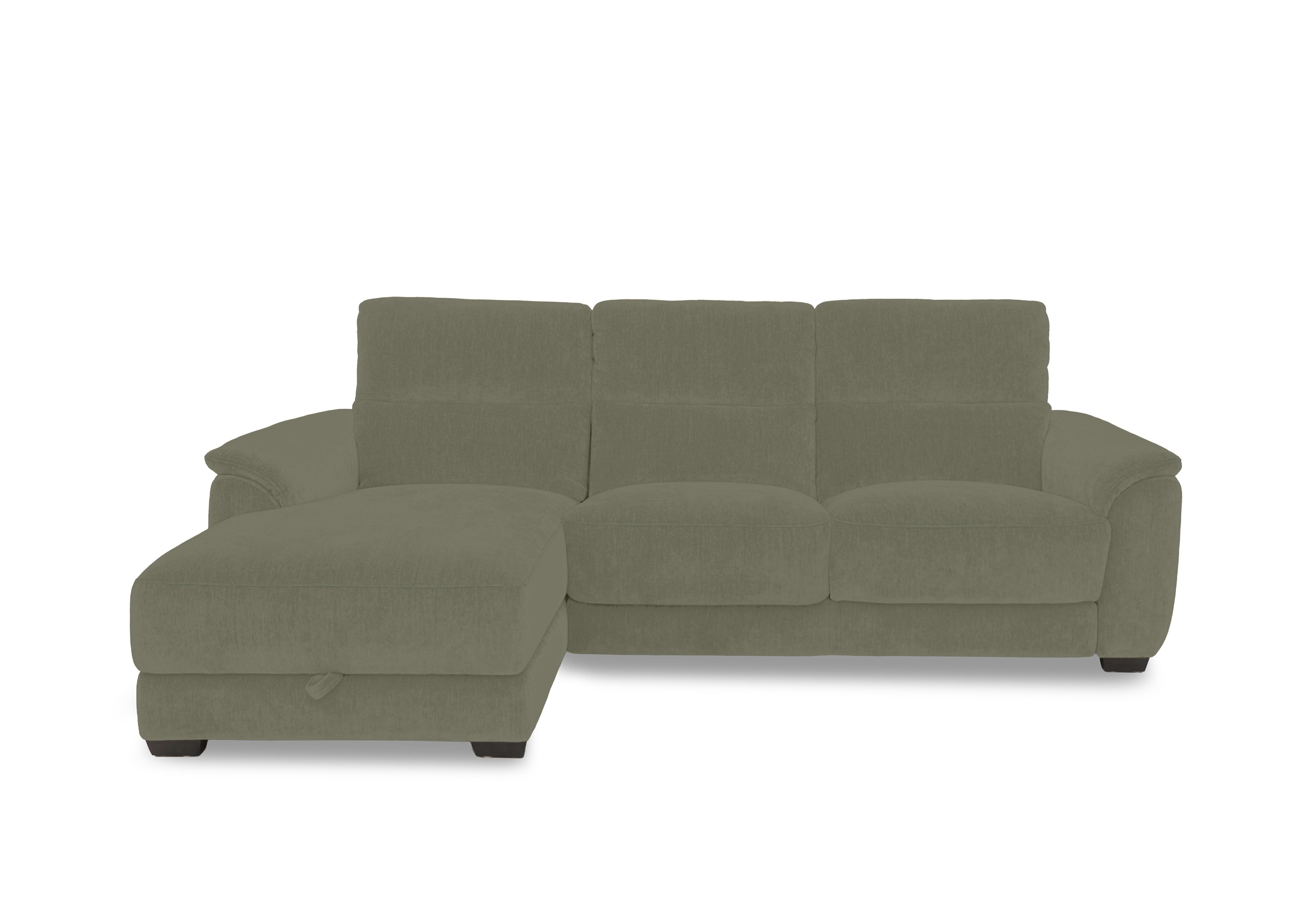 Saffron Fabric 3 Seater Sofa with Storage Chaise End in Fab-Dab-R16 Forrest Green on Furniture Village